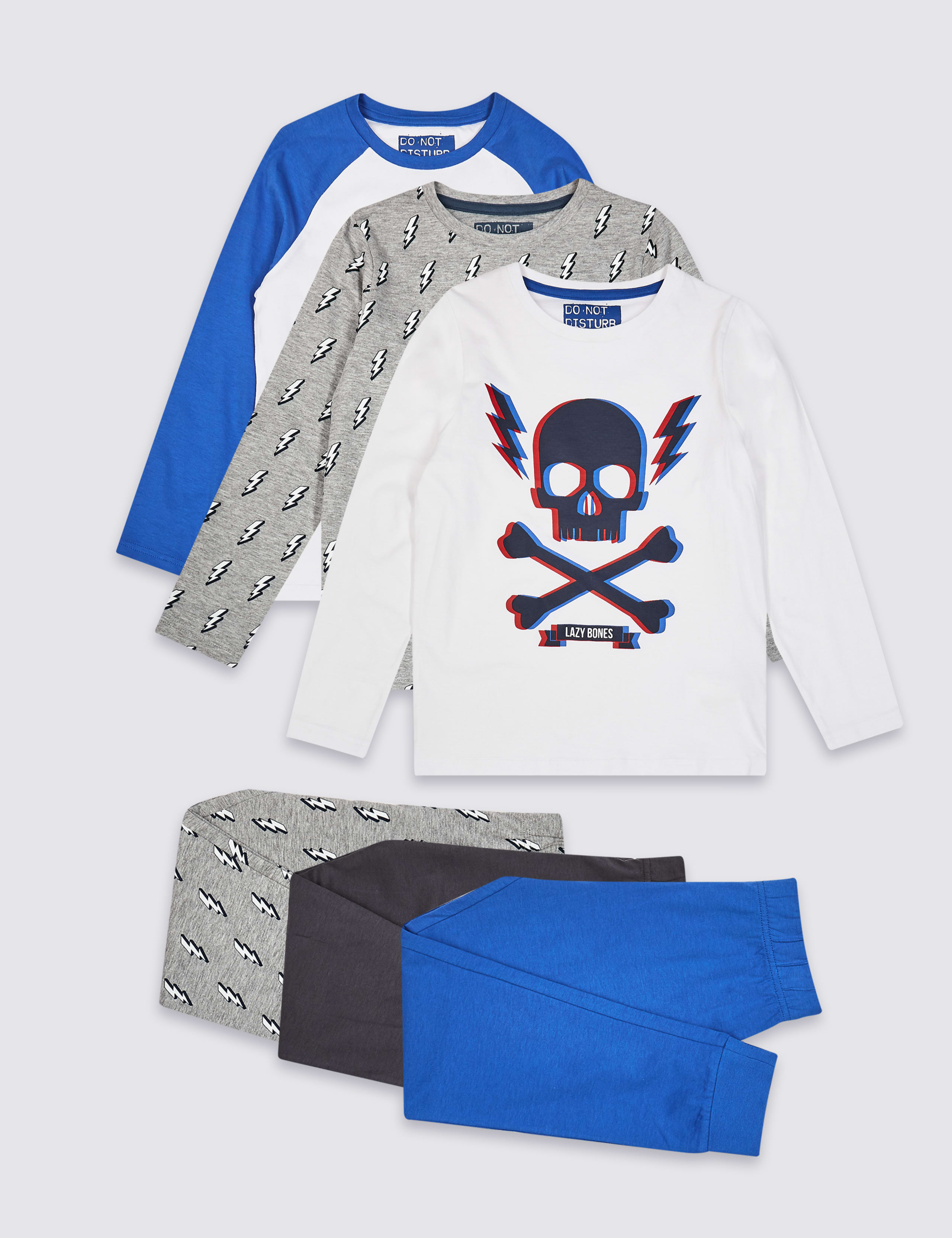 3 Pack Printed Pyjamas (3-16 Years) 1 of 5