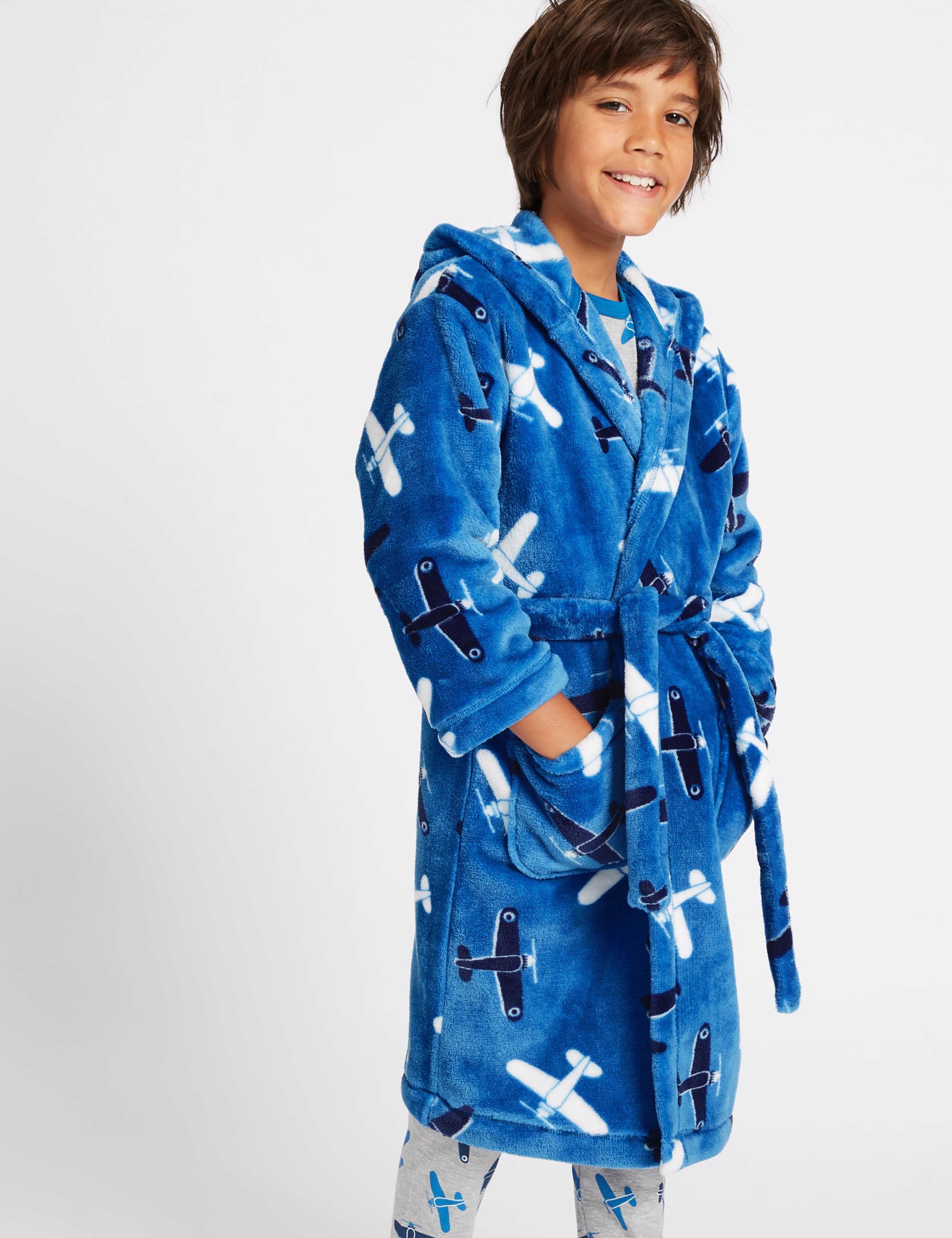 Hooded Dressing Gown with Belt (1-16 Years) 1 of 6