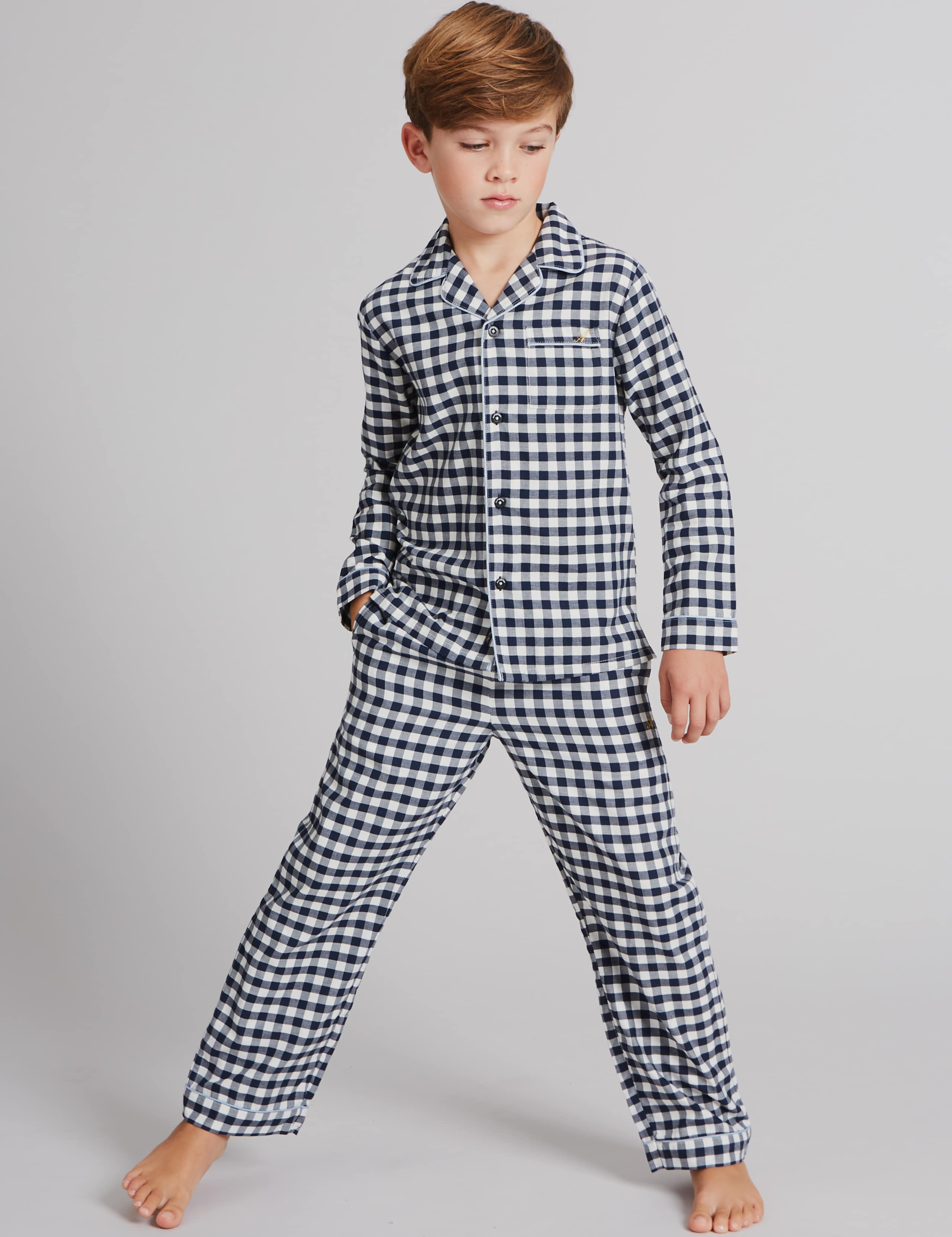 Pure Cotton Checked Pyjamas (1-16 Years) 1 of 6