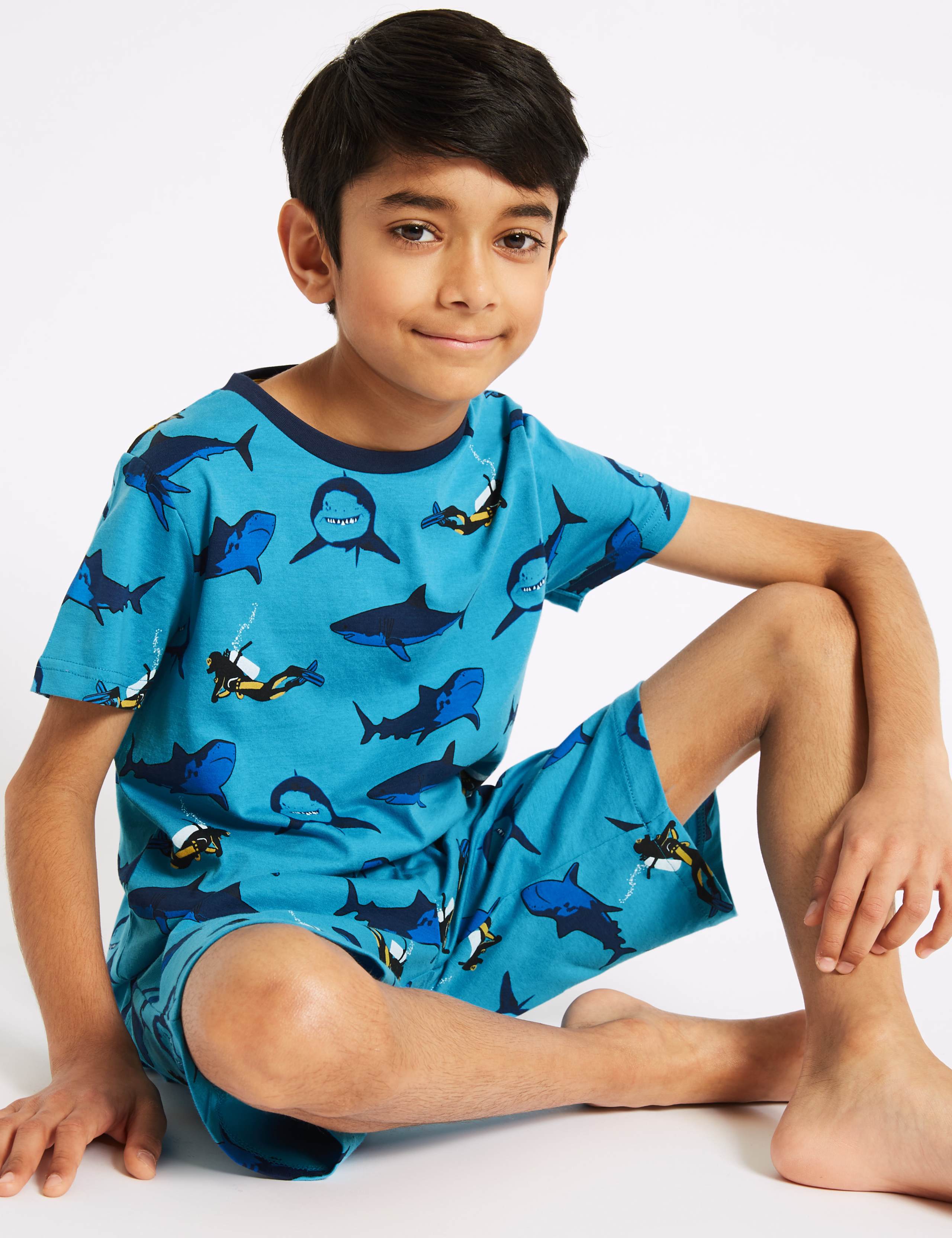3 Pack Shark Pyjamas (3-16 Years) 2 of 6