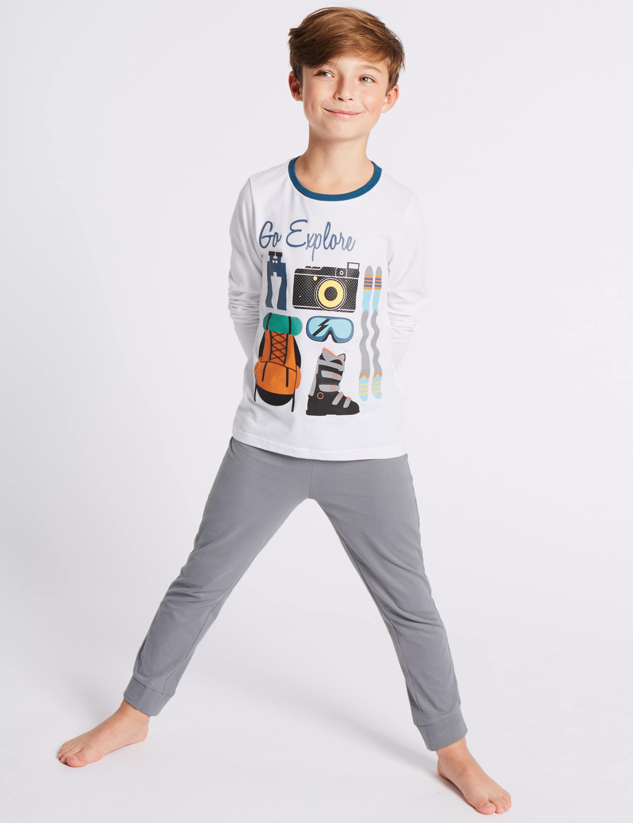 3 Pack Cotton Pyjamas (3-16 Years) 2 of 8