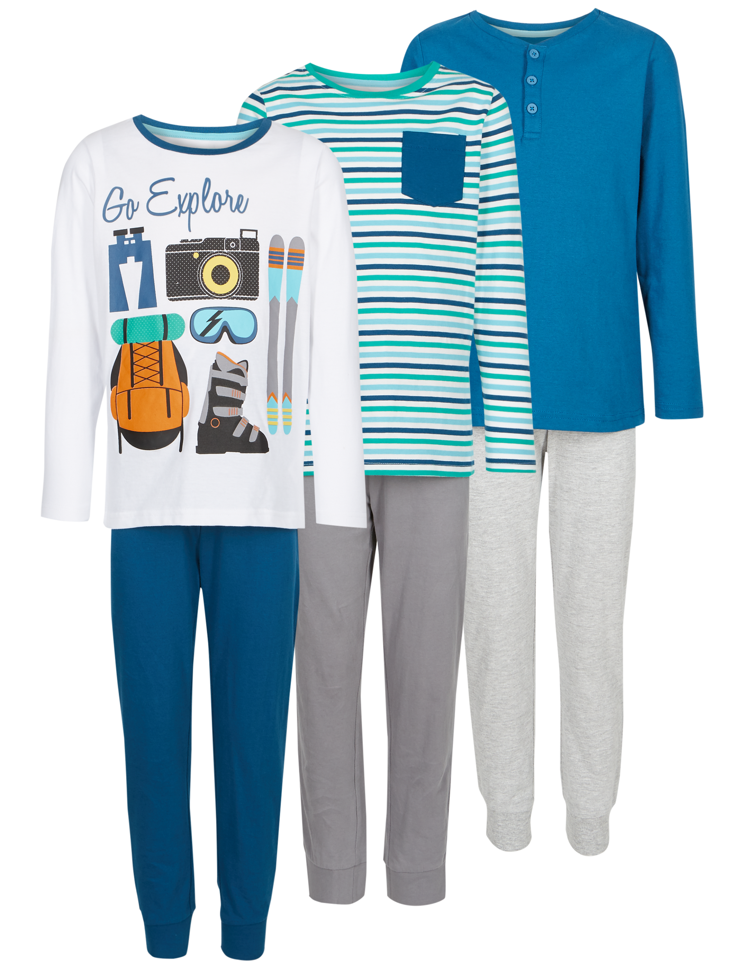 3 Pack Cotton Pyjamas (3-16 Years) 7 of 8