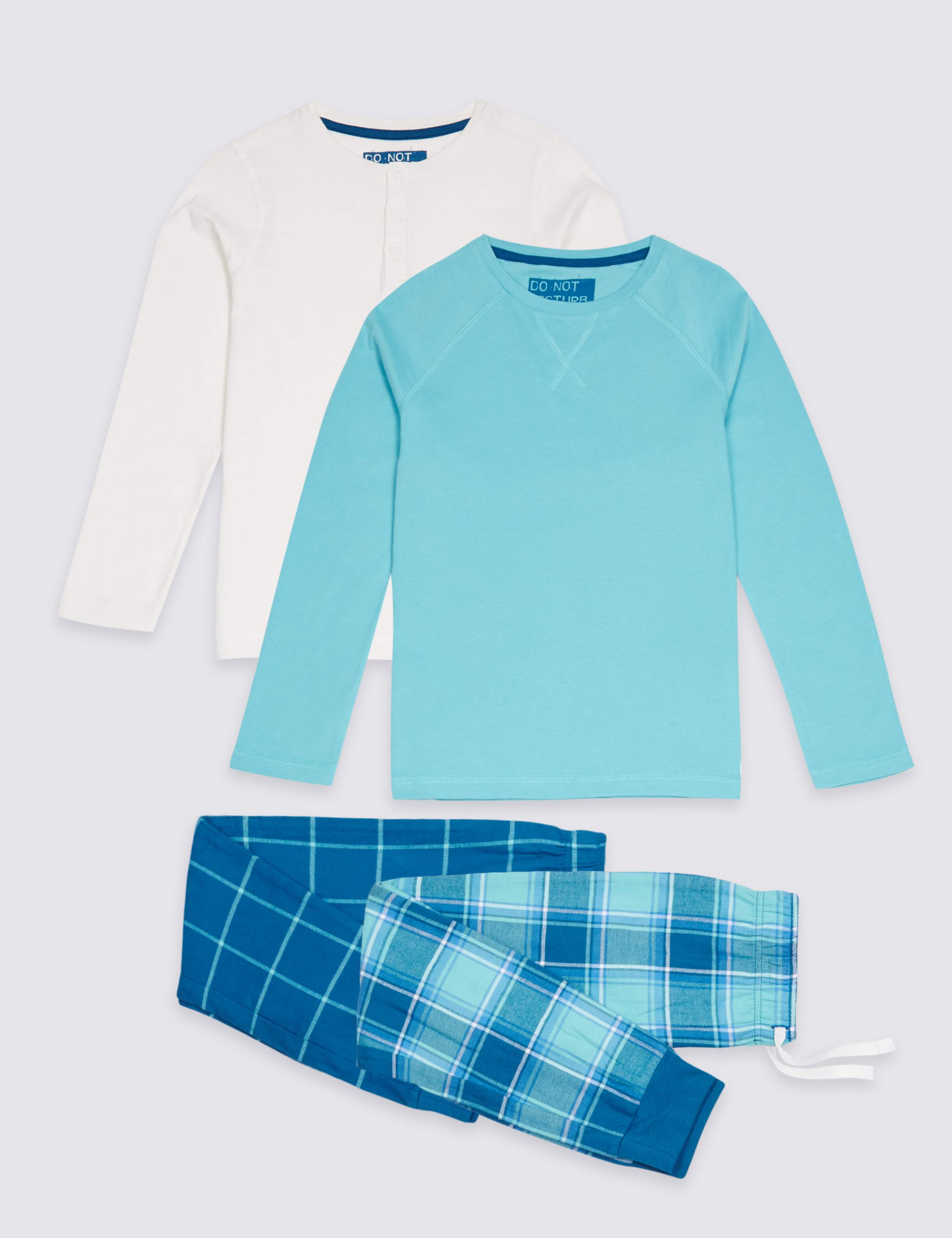 2 Pack Pure Cotton Checked Pyjamas (3-16 Years) 1 of 8