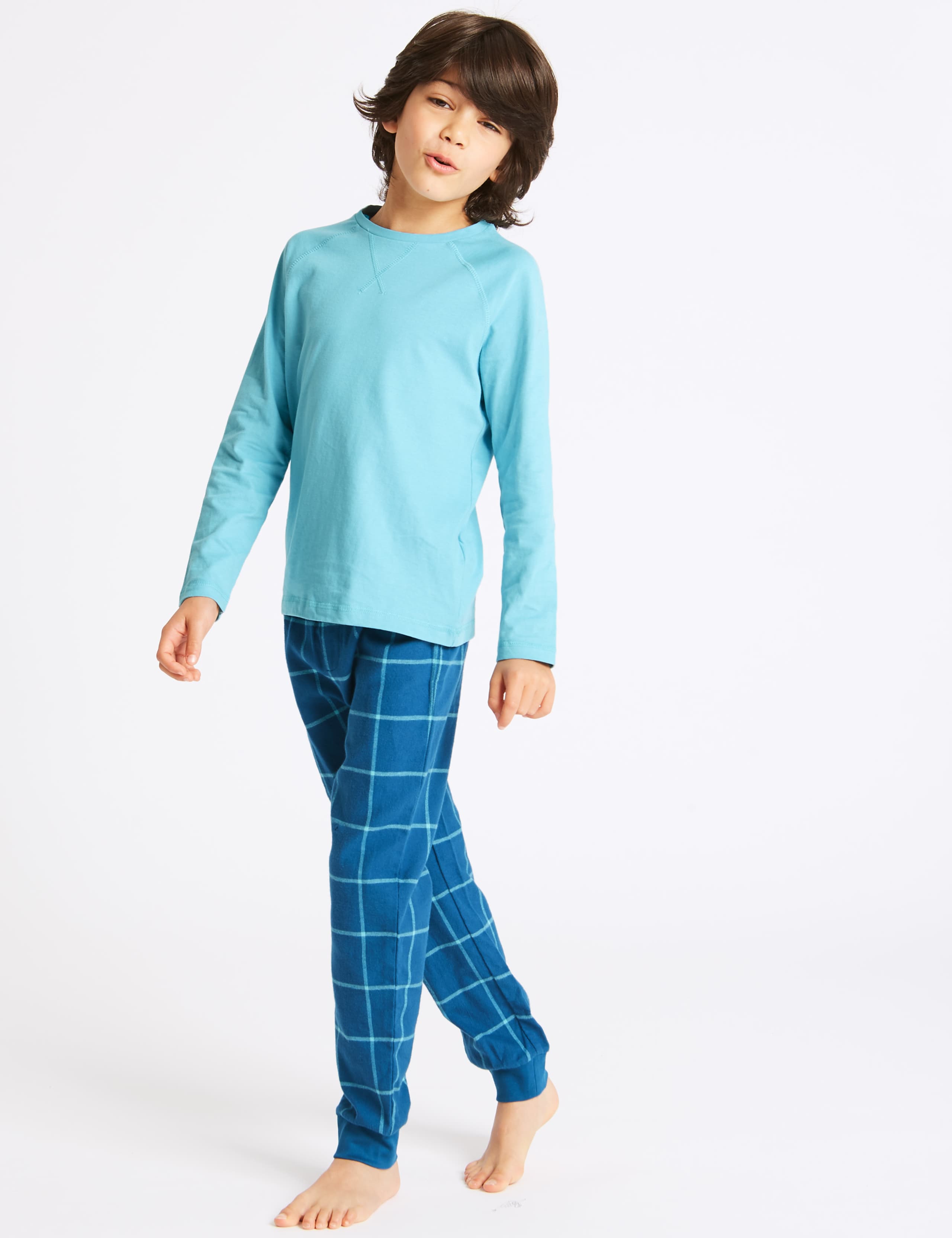 2 Pack Pure Cotton Checked Pyjamas (3-16 Years) 4 of 8