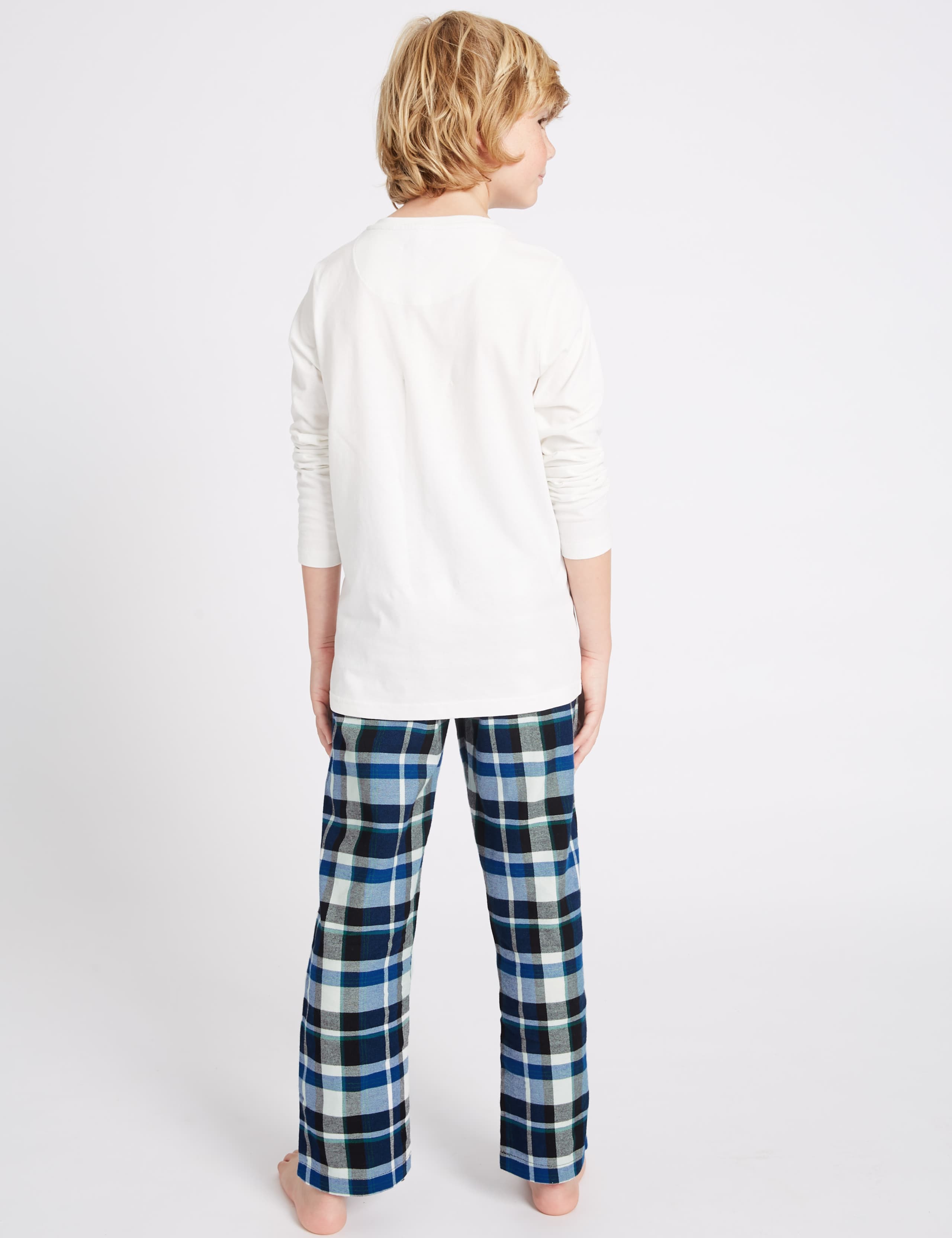 2 Pack Placket Checked Pyjamas (3-16 Years) 5 of 8