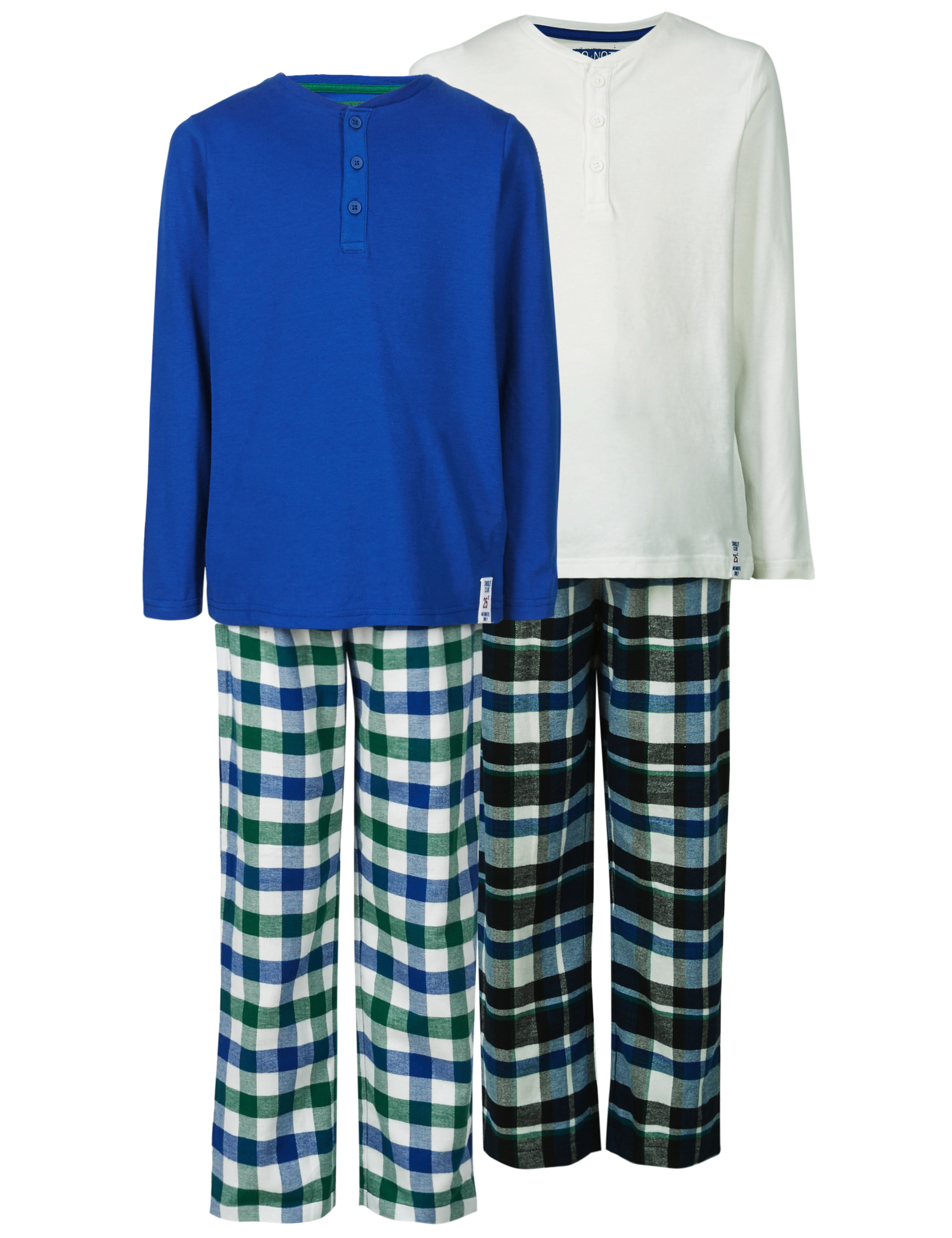 2 Pack Placket Checked Pyjamas (3-16 Years) 7 of 8