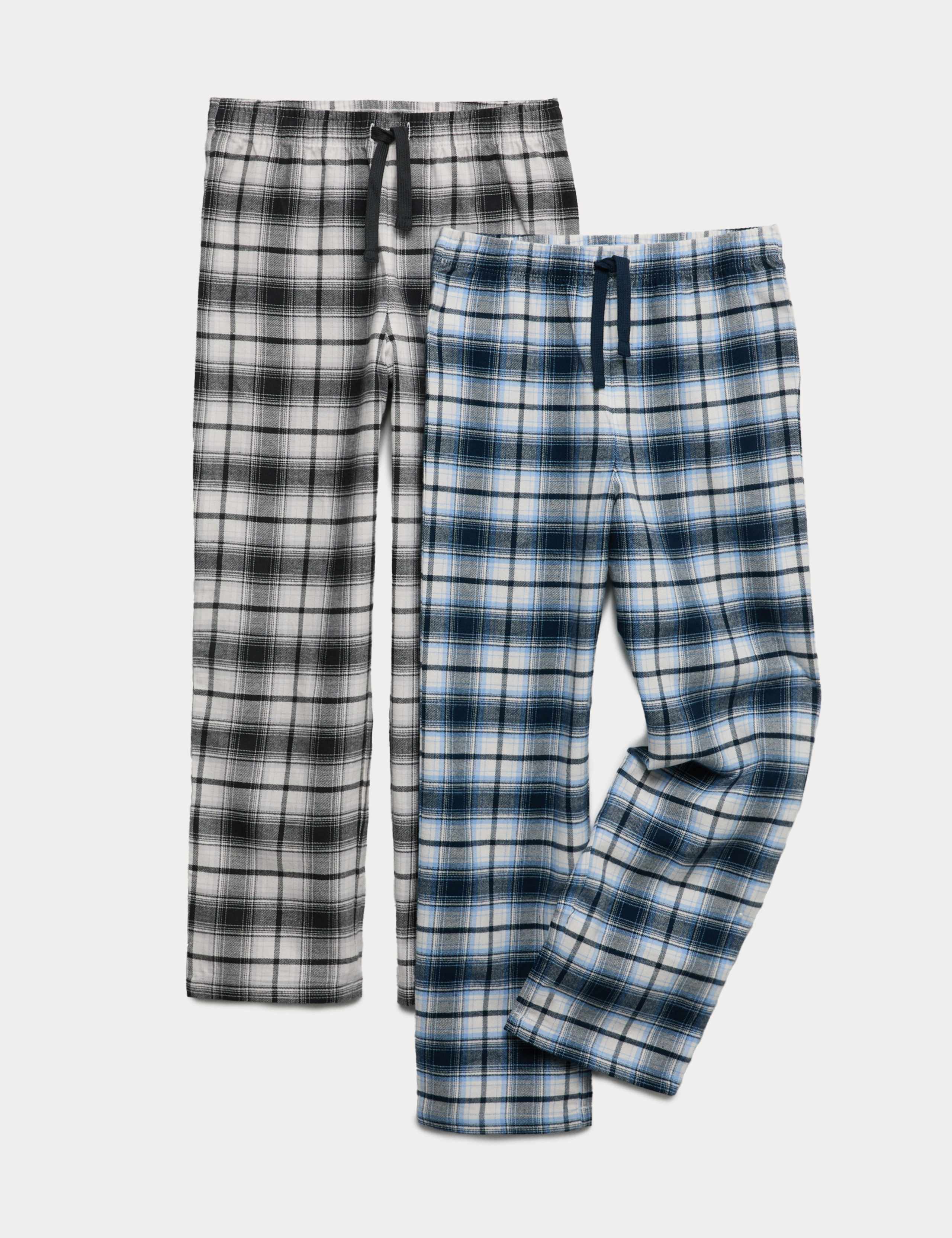 2pk Pure Cotton Checked Pyjama Bottoms (6-16 Yrs) 1 of 3