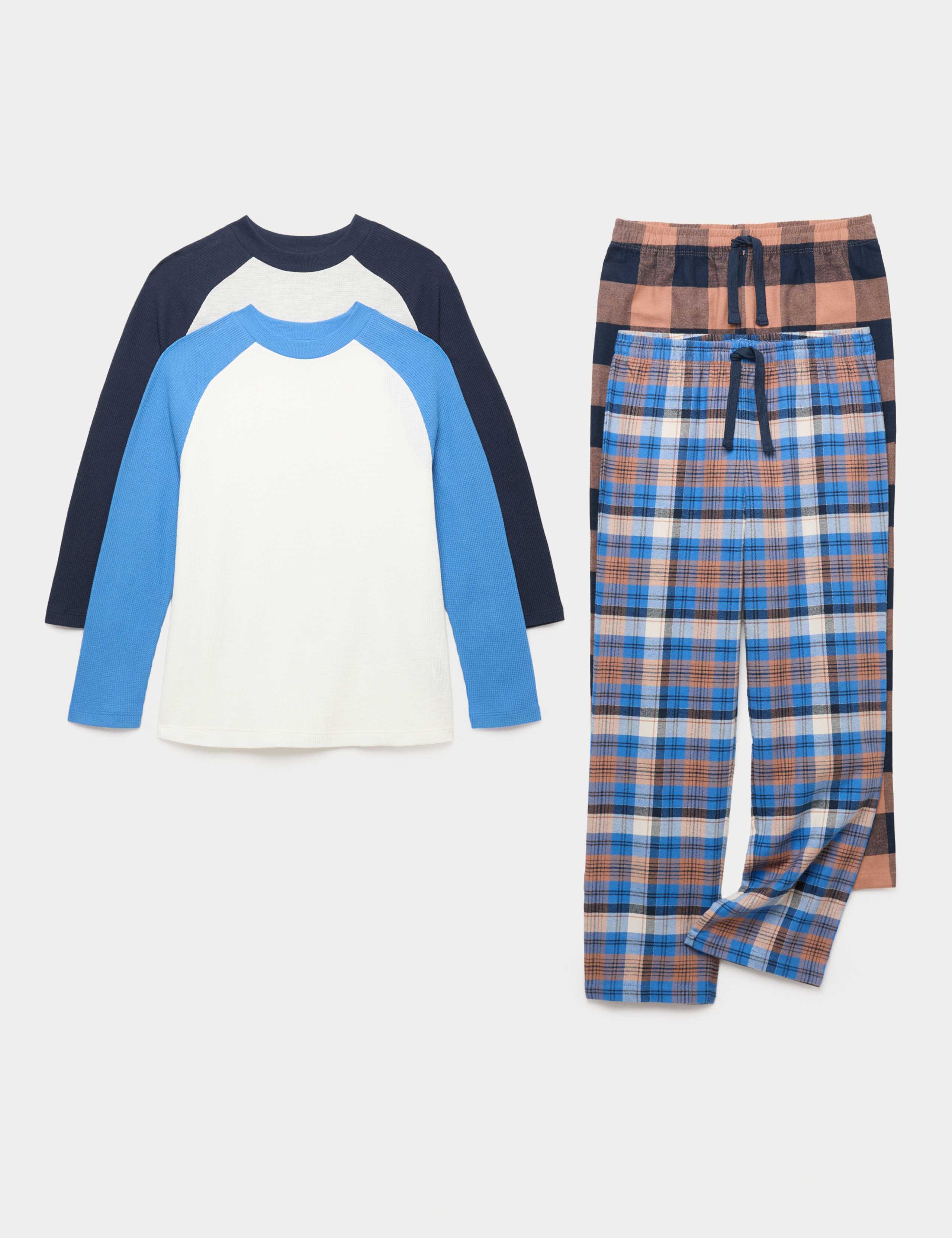 2 Pack Cotton Blend Raglan Checked Pyjama Sets (6-16 Yrs) 1 of 1