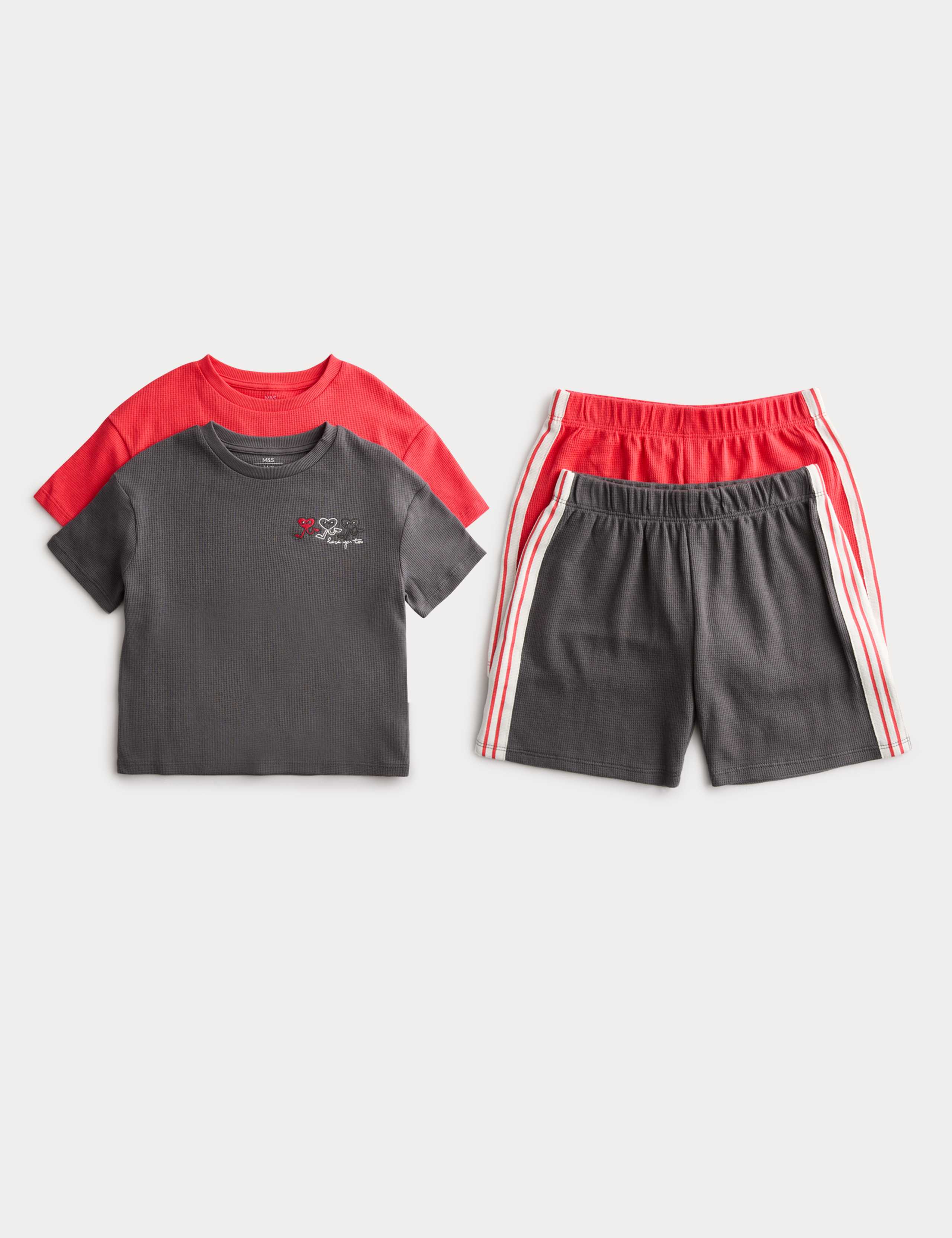 2 Pack Pure Cotton Heart Shortie Pyjama Sets (1-16 Yrs) 1 of 2