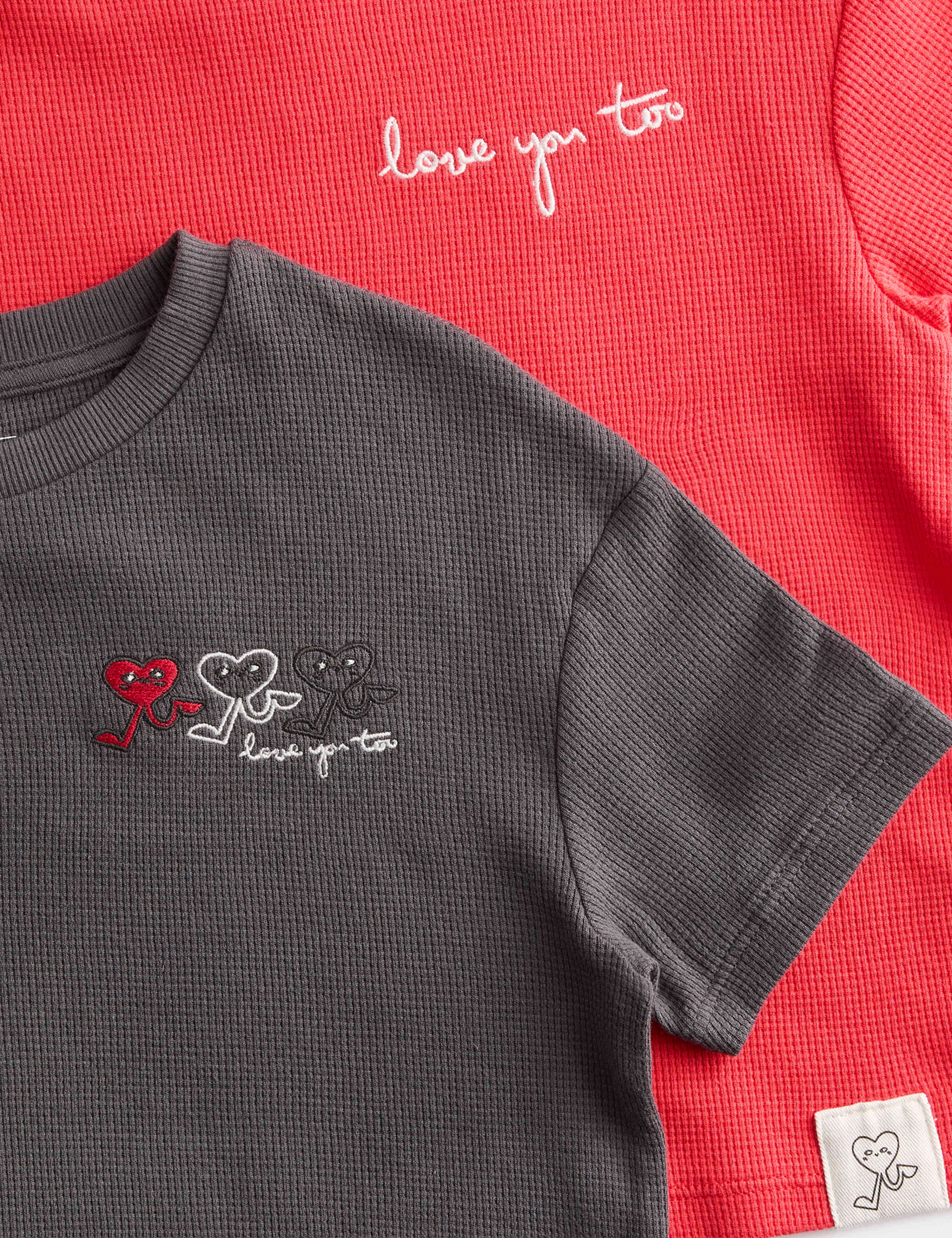 2 Pack Pure Cotton Heart Shortie Pyjama Sets (1-16 Yrs) 2 of 2