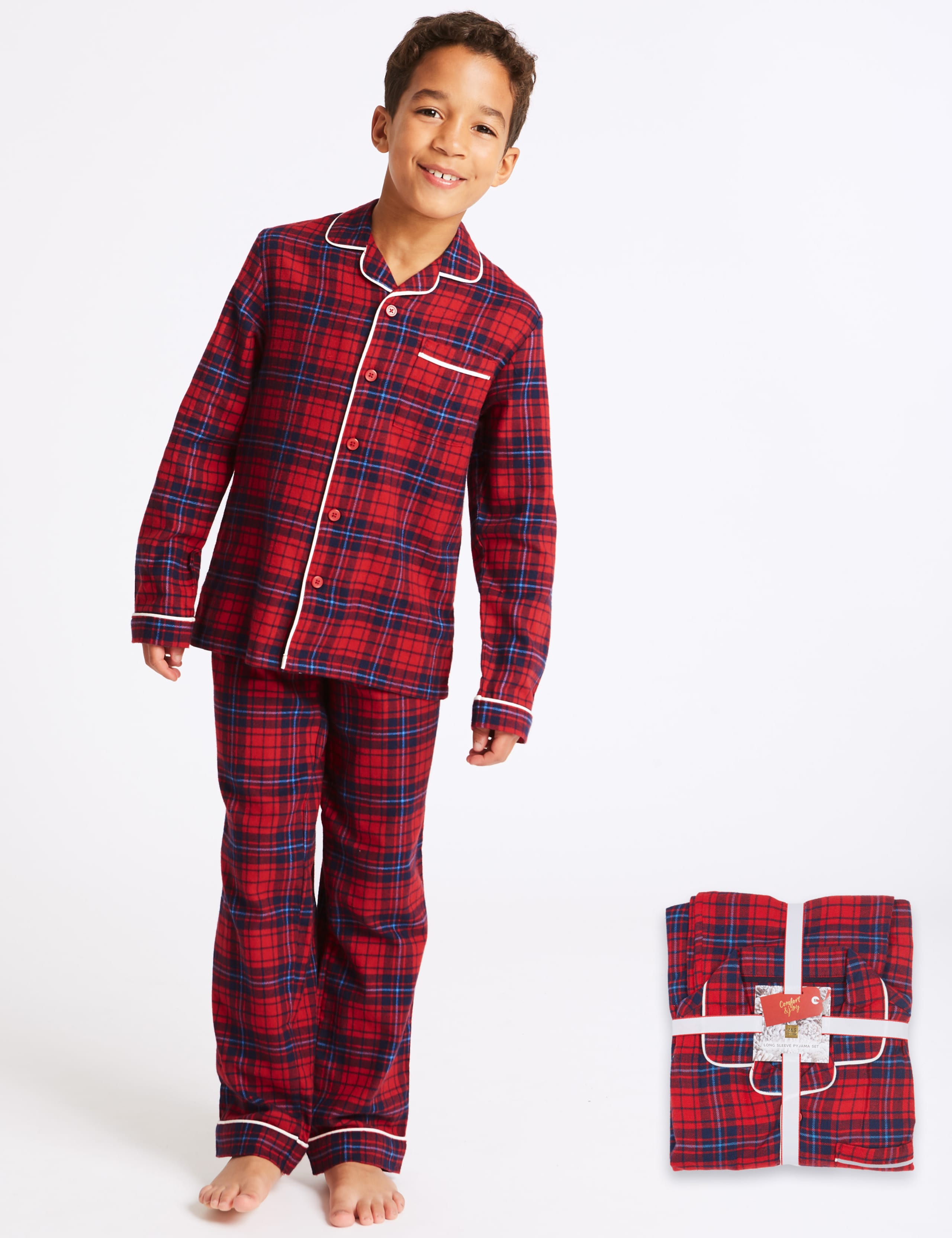 Pure Cotton Checked Pyjamas (1-16 Years) 1 of 7