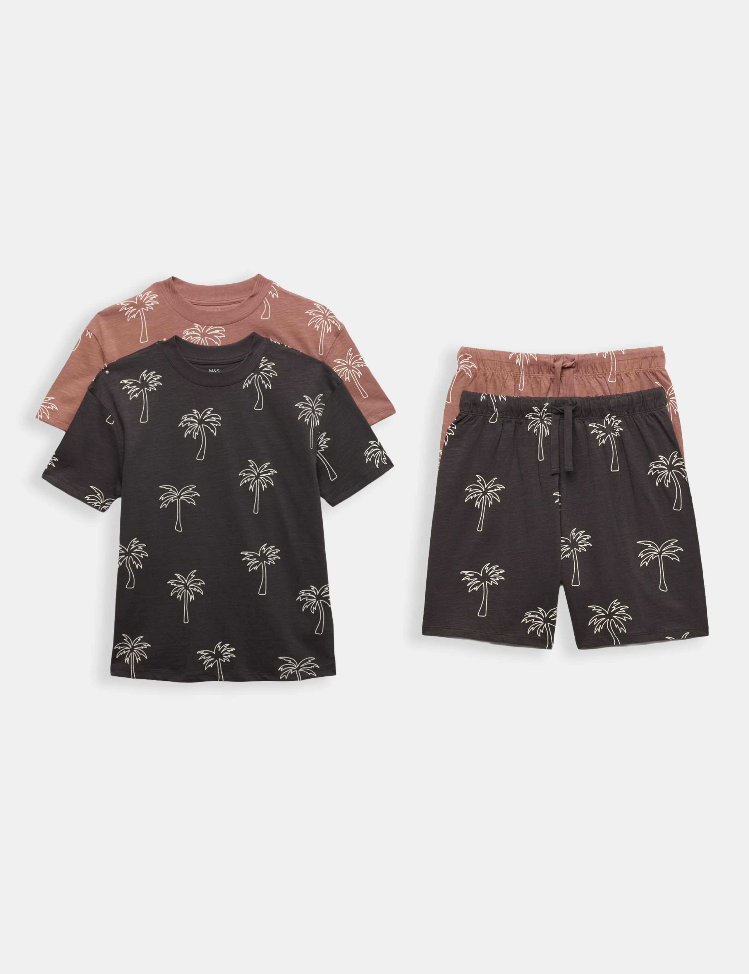 2 Pack Pure Cotton Palm Tree Short Pyjama Sets (6-16 Yrs) 1 of 1