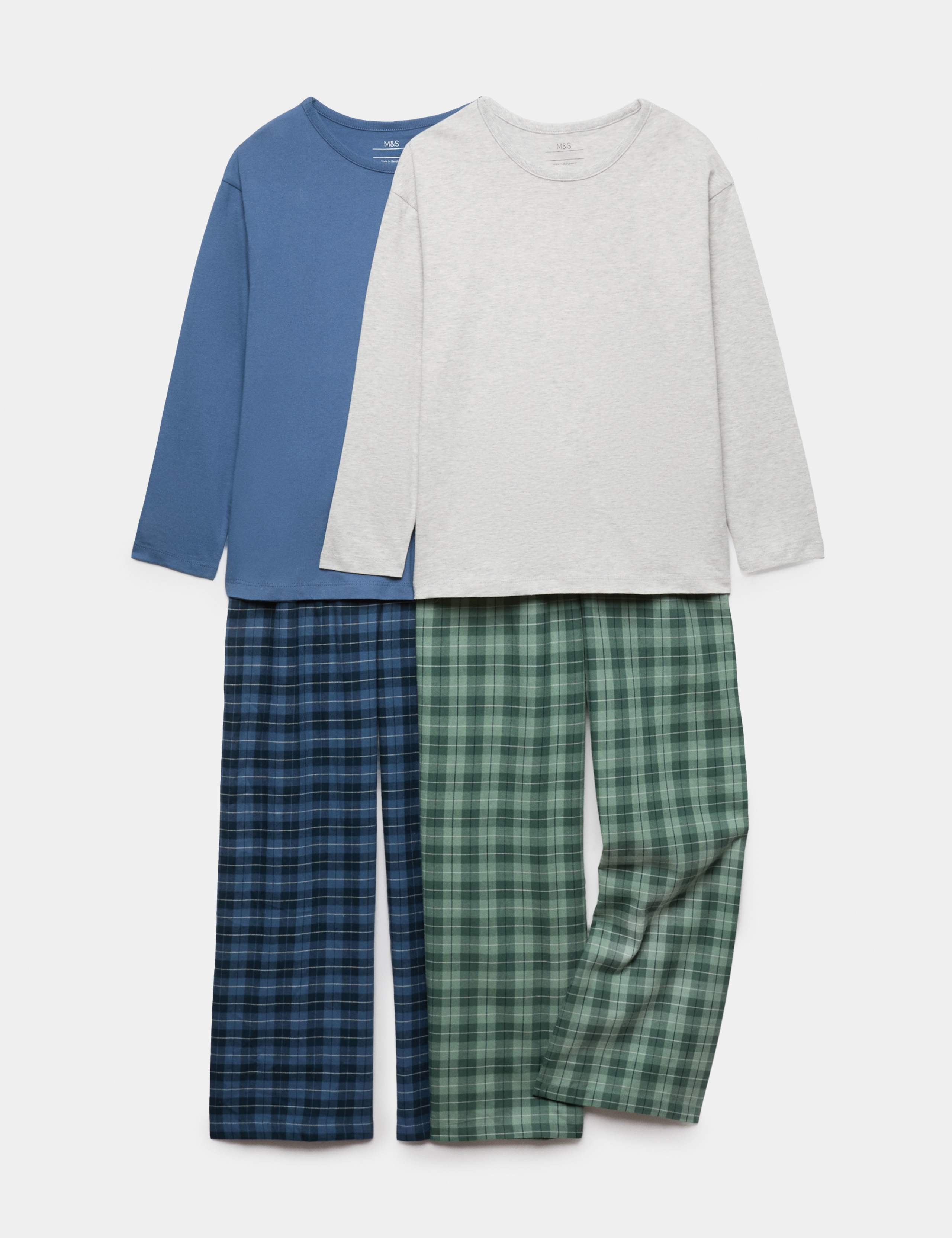 Kids' 2 Pack Checked Woven Pyjama Sets (6-16 Yrs) 1 of 3