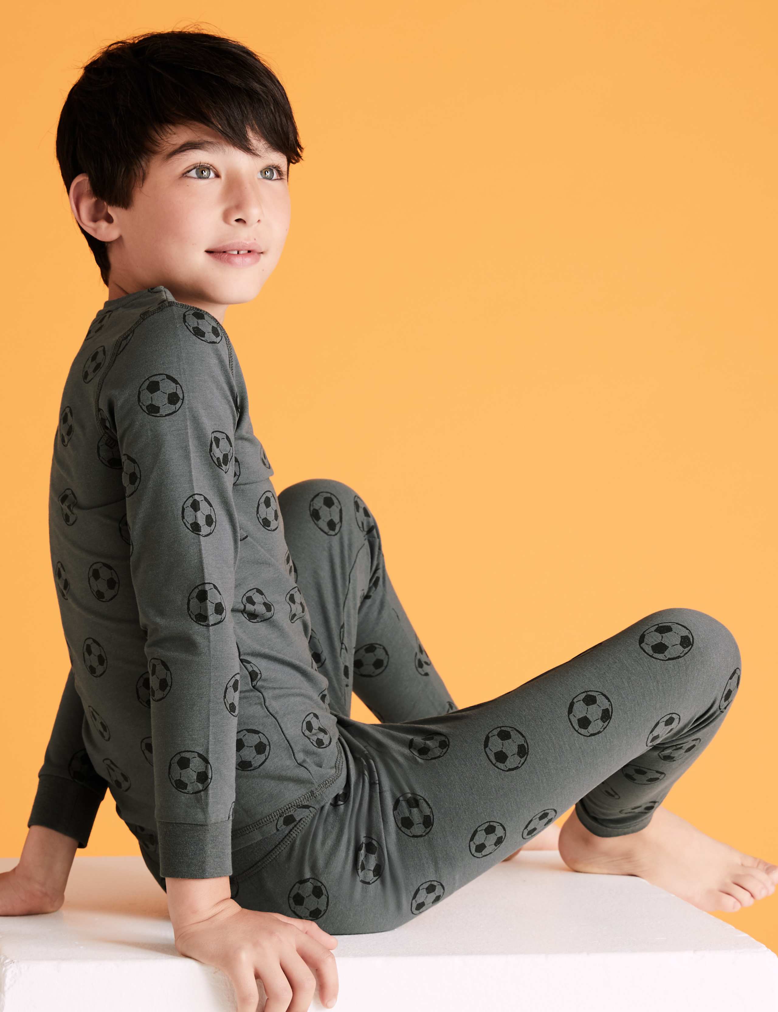 Cotton Football Print Pyjama Set (7-16 Yrs) 1 of 4