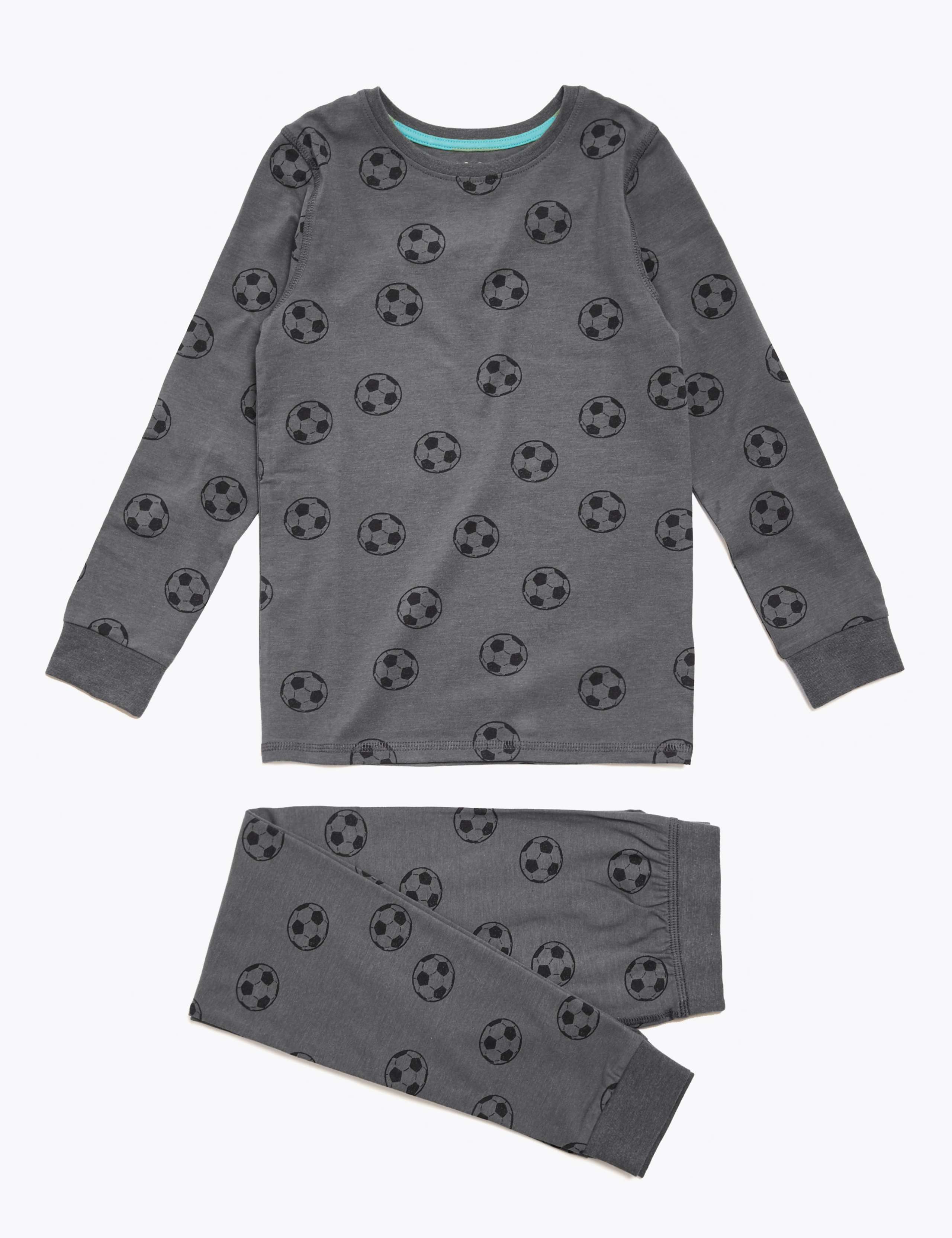 Cotton Football Print Pyjama Set (7-16 Yrs) 2 of 4