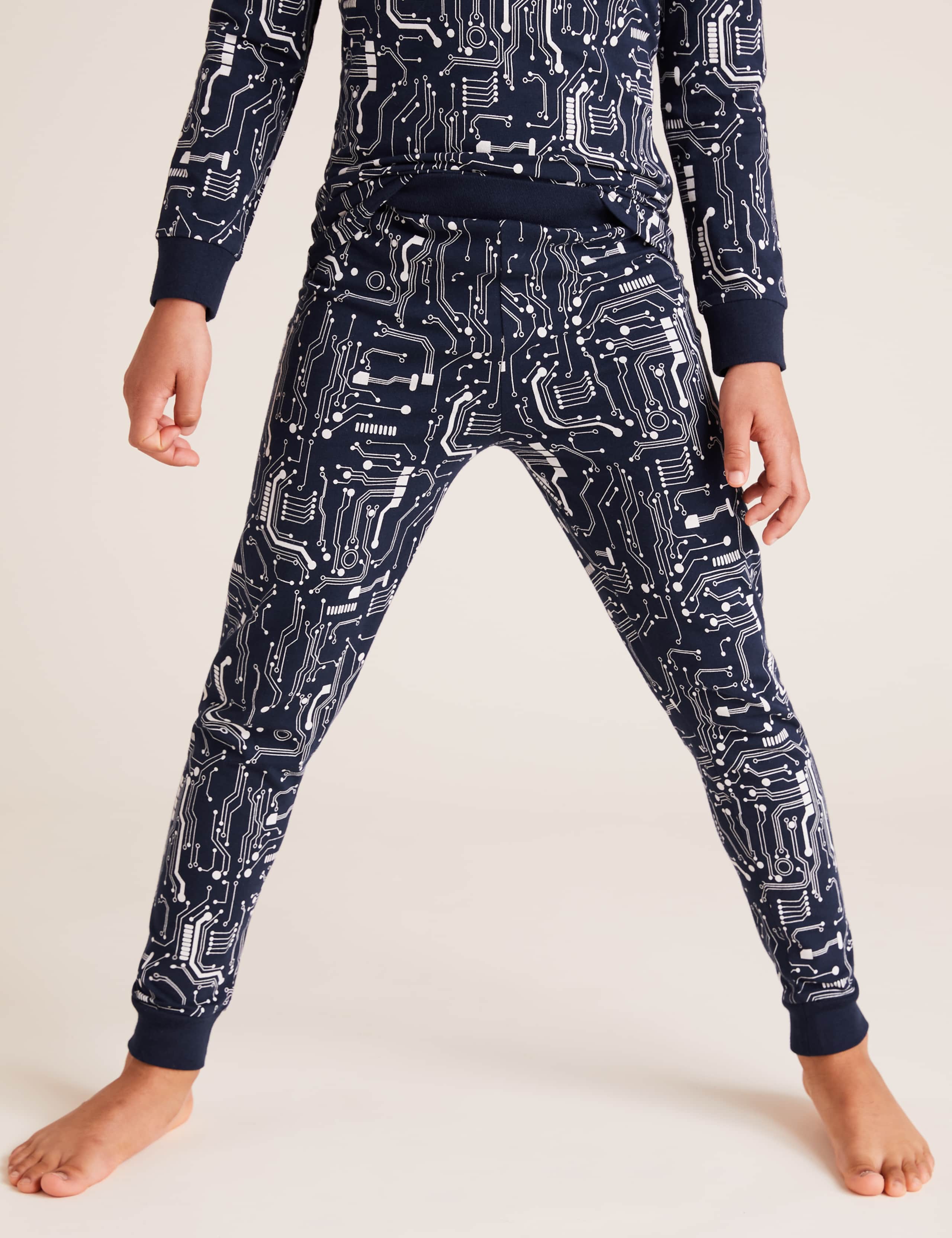 Cotton Electric Patterned Pyjama Set (7-16 Yrs) 4 of 4