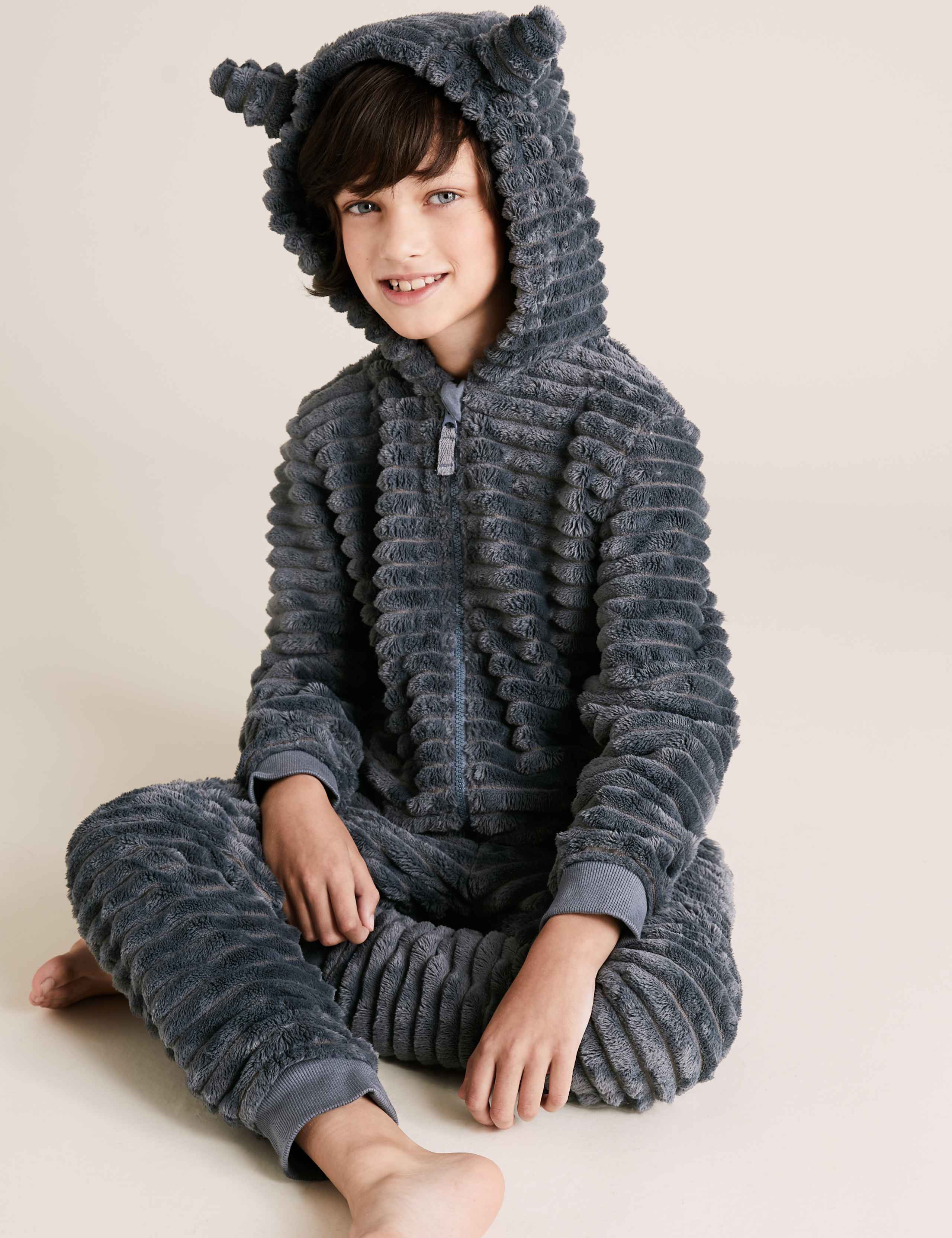 Fleece Hooded Onesie (6-16 Years) 1 of 4