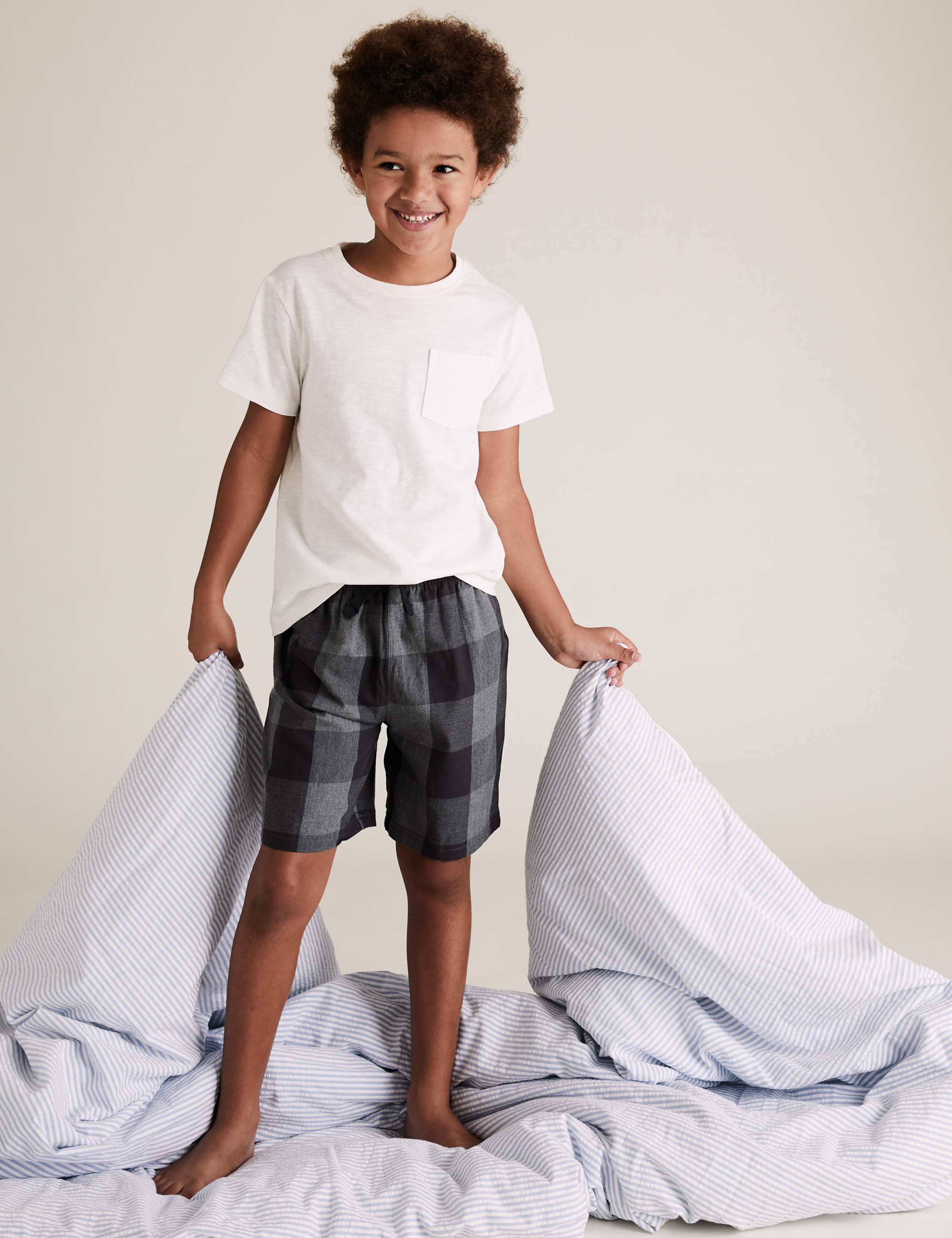 2 Pack Cotton Checked Pyjama Shorts (6-16 Yrs) 1 of 5