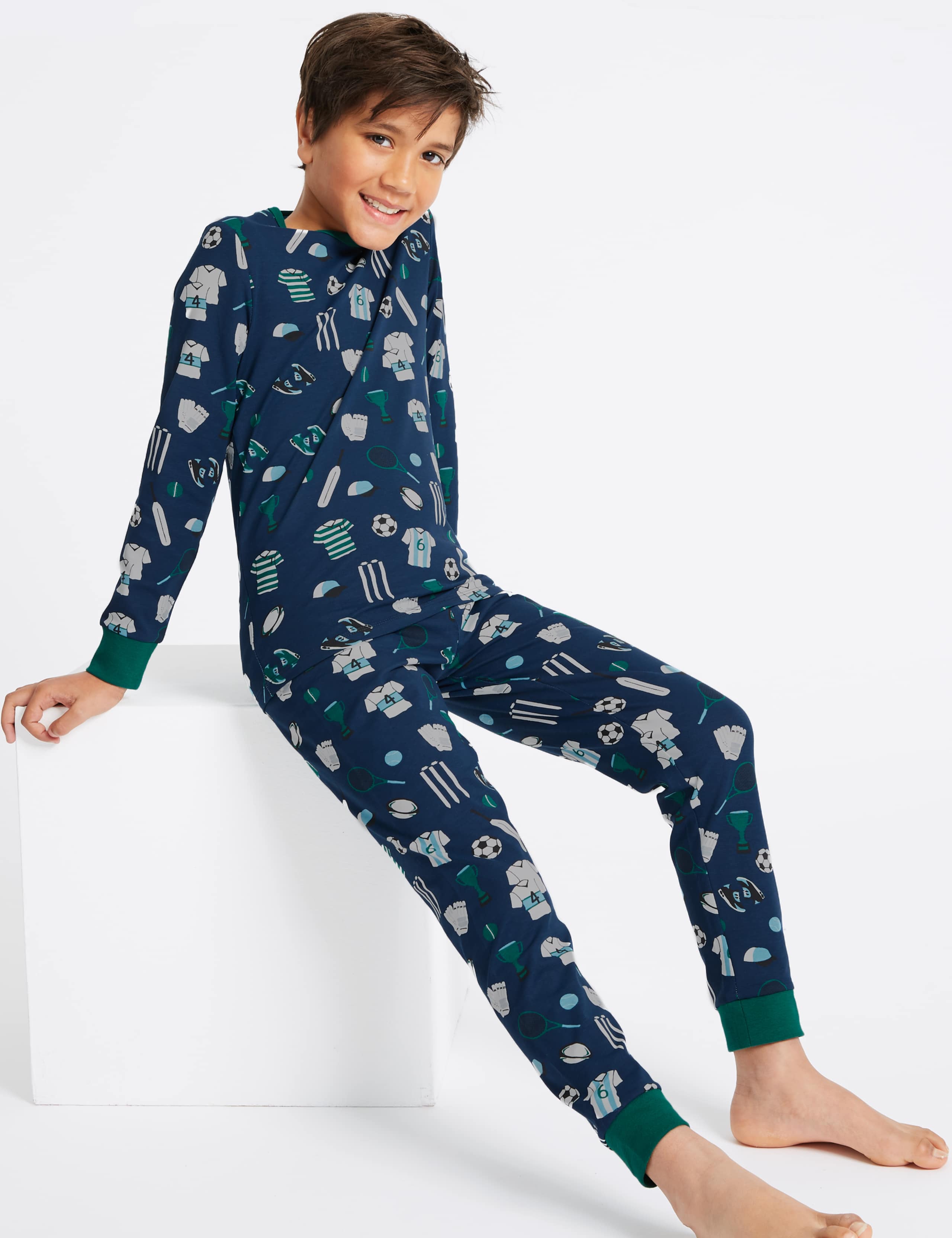 Printed Pyjamas with Stretch (3-16 Years) 1 of 4