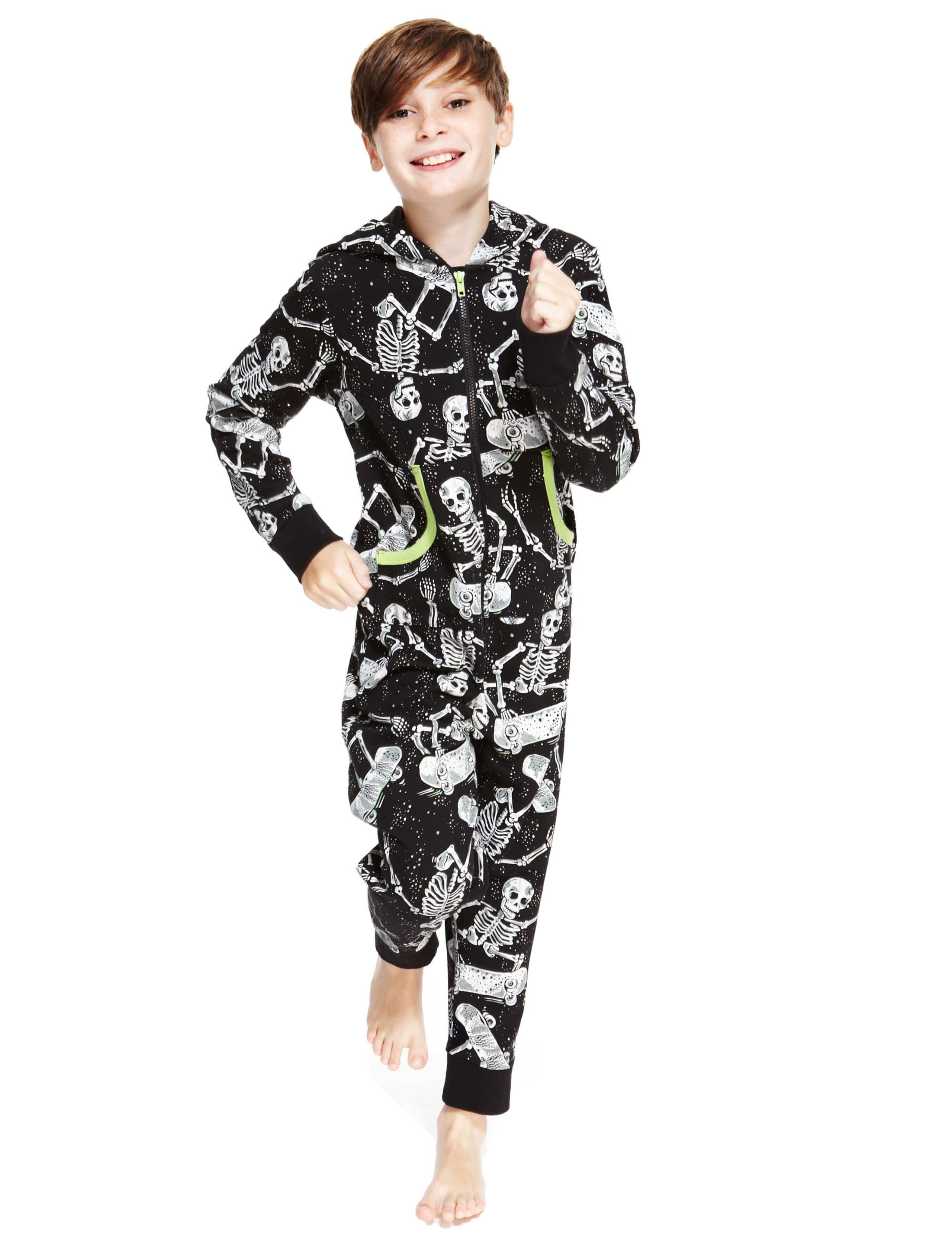 Hooded Skeleton Print Sweat All-in-One 1 of 5