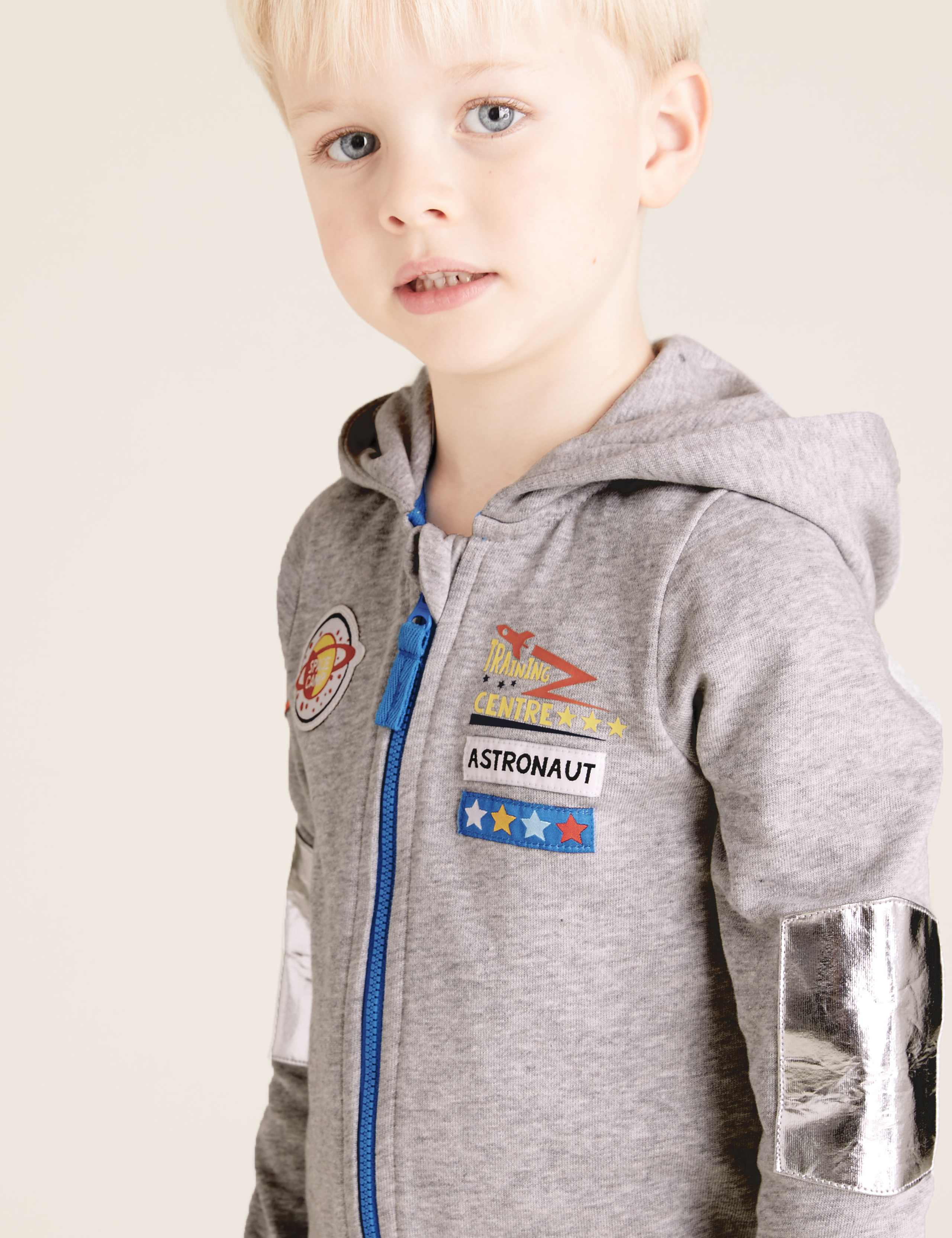 Pure Cotton Hooded Astronaut Onesie (1-7 Yrs) 3 of 4