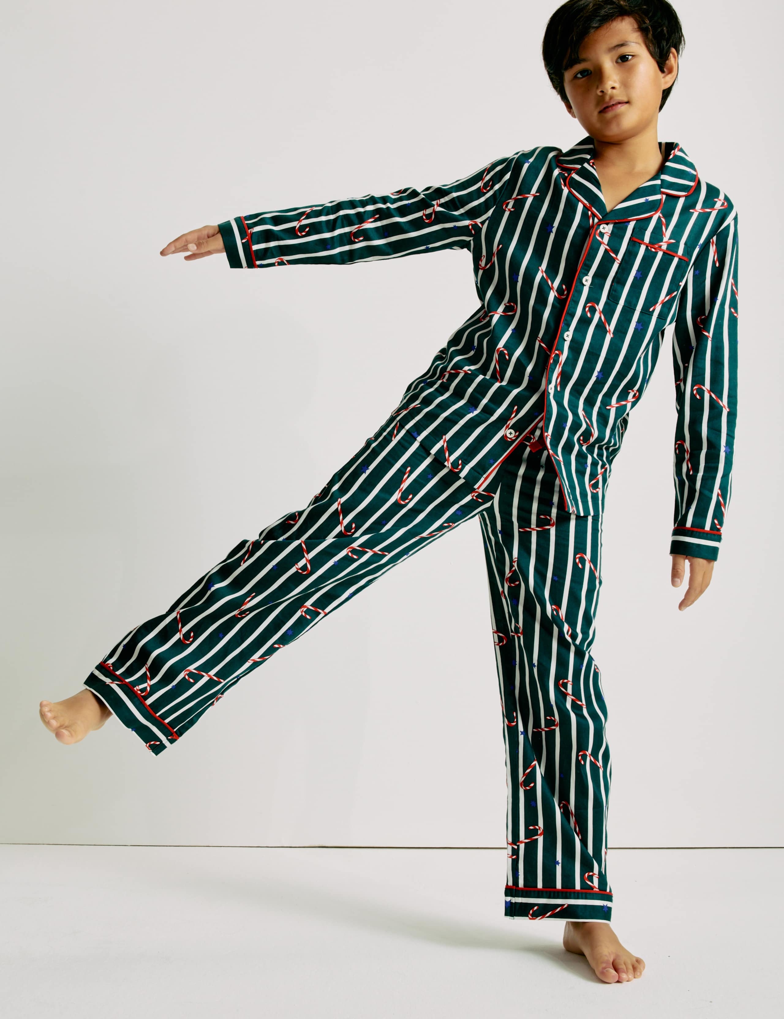 Pure Cotton Candy Cane Family Christmas Pyjamas (1-16 Yrs) 5 of 5
