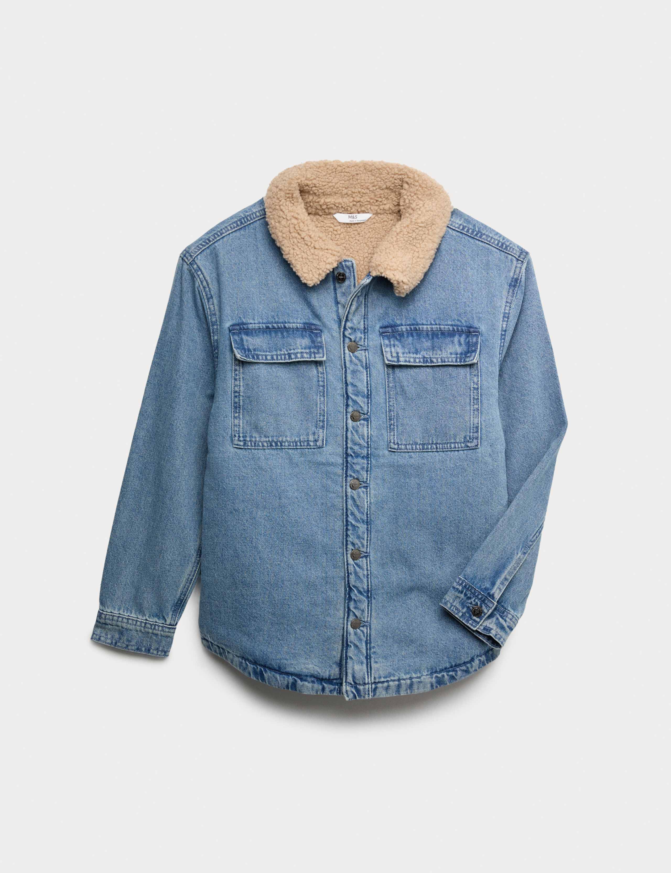 Denim Borg Lined Shacket (2-16 Yrs) 1 of 1