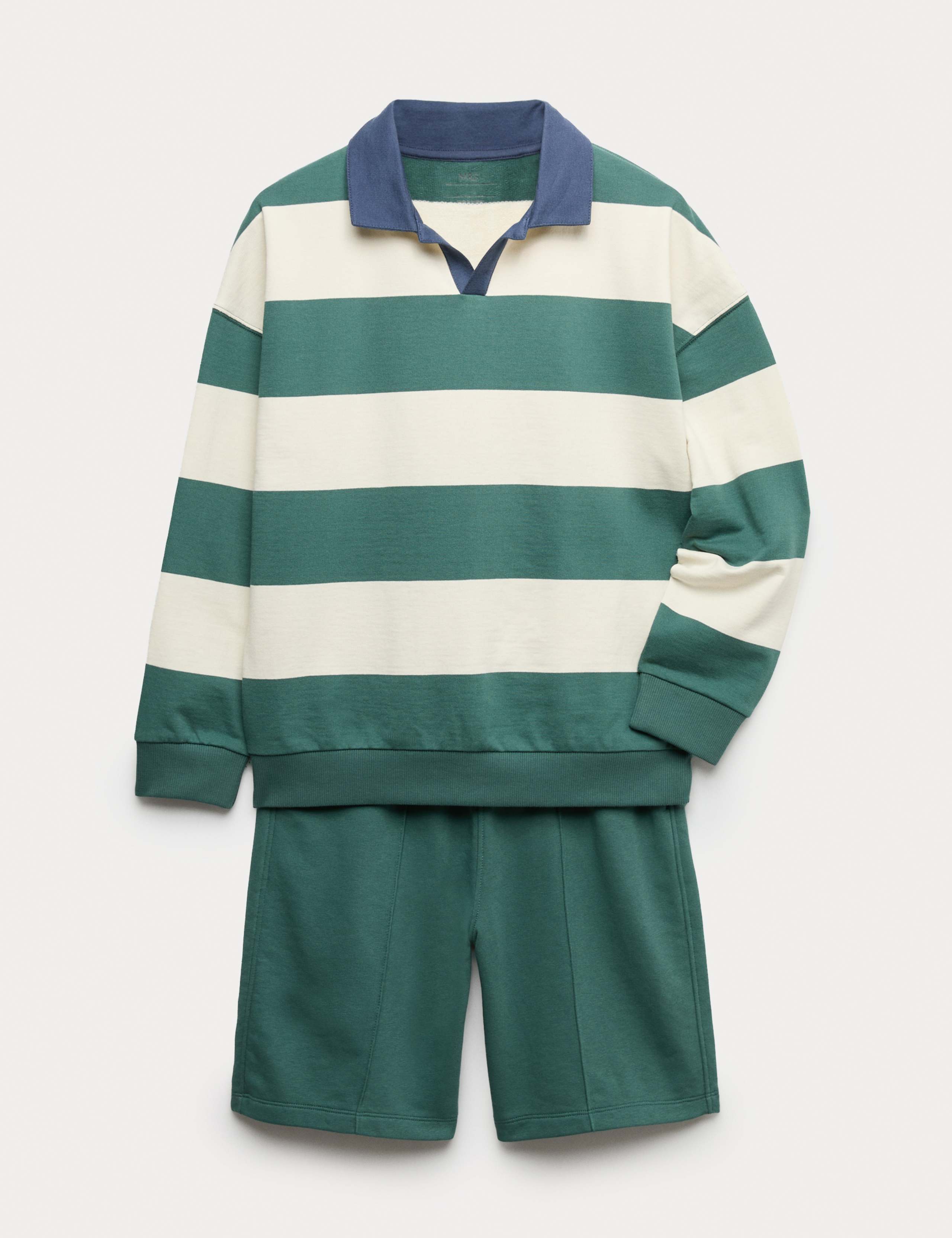 Pure Cotton Rugby Top & Shorts Set (6-16 Yrs) 2 of 7