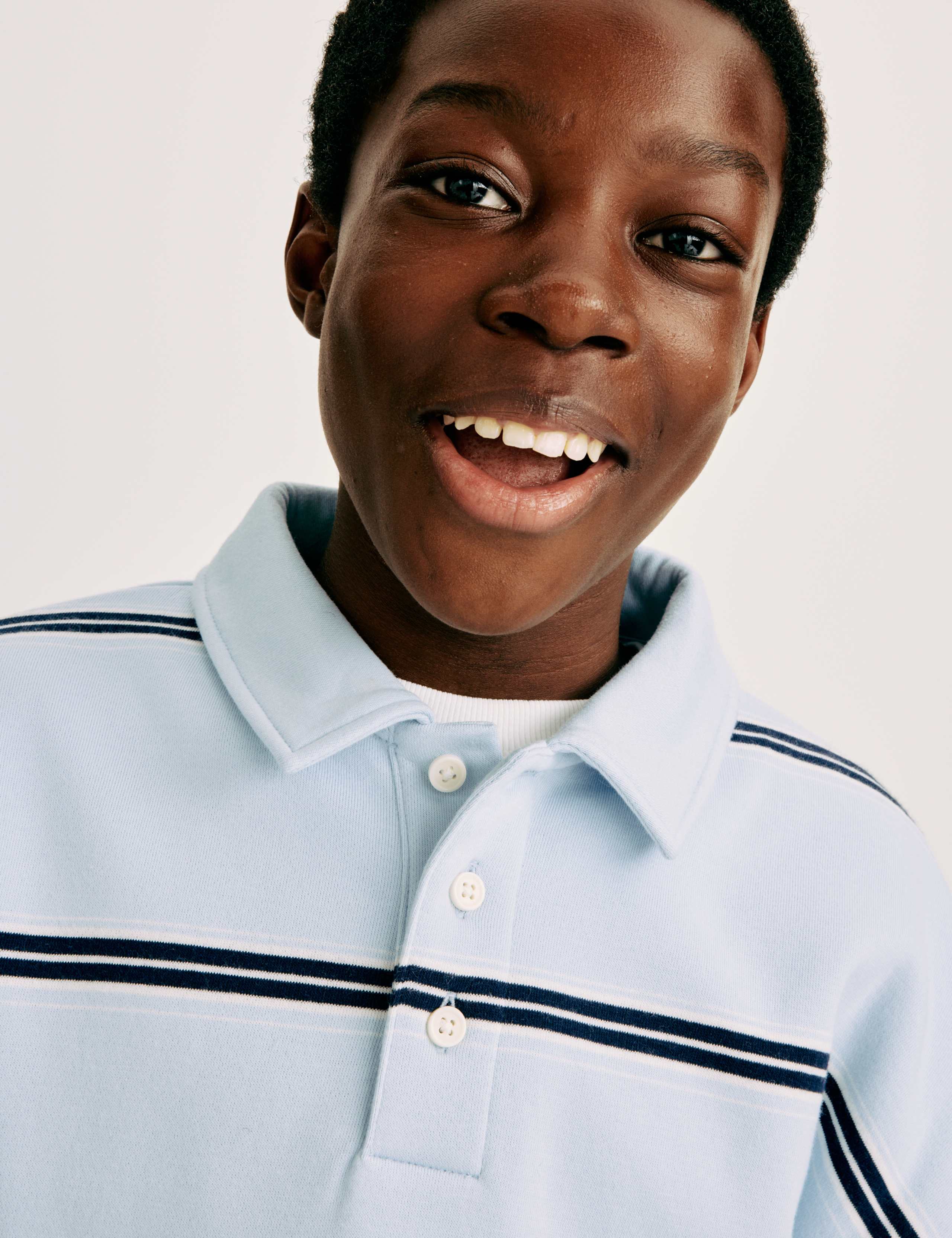 Cotton Rich Striped Rugby Sweatshirt (6-16 Yrs) 1 of 5