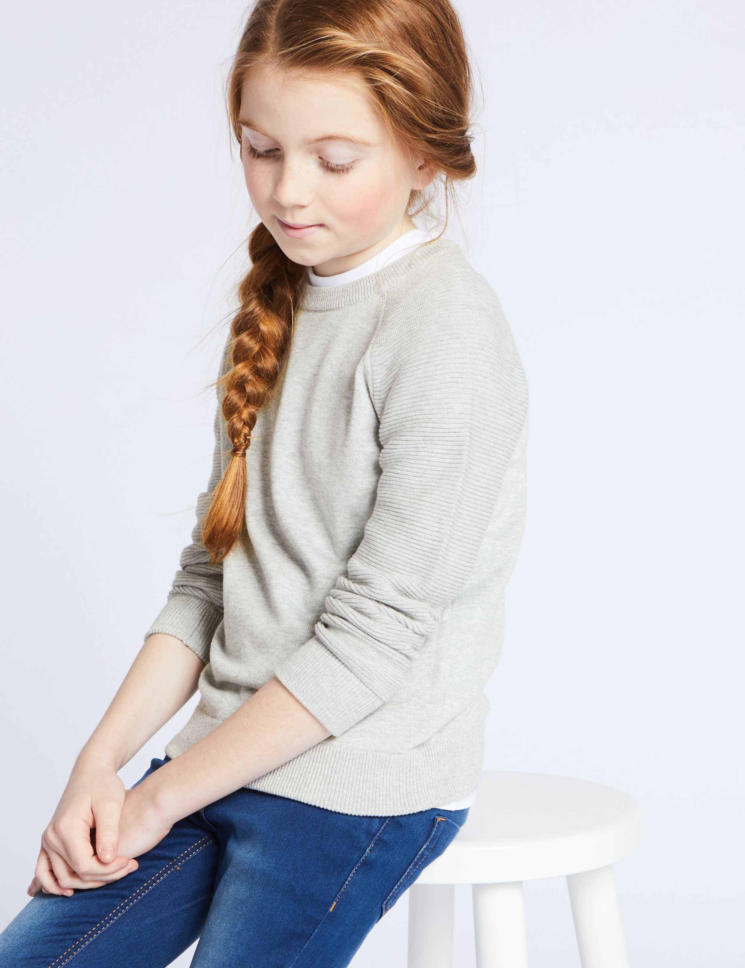 Pure Cotton Ribbed Jumper (3-16 Years) 2 of 4