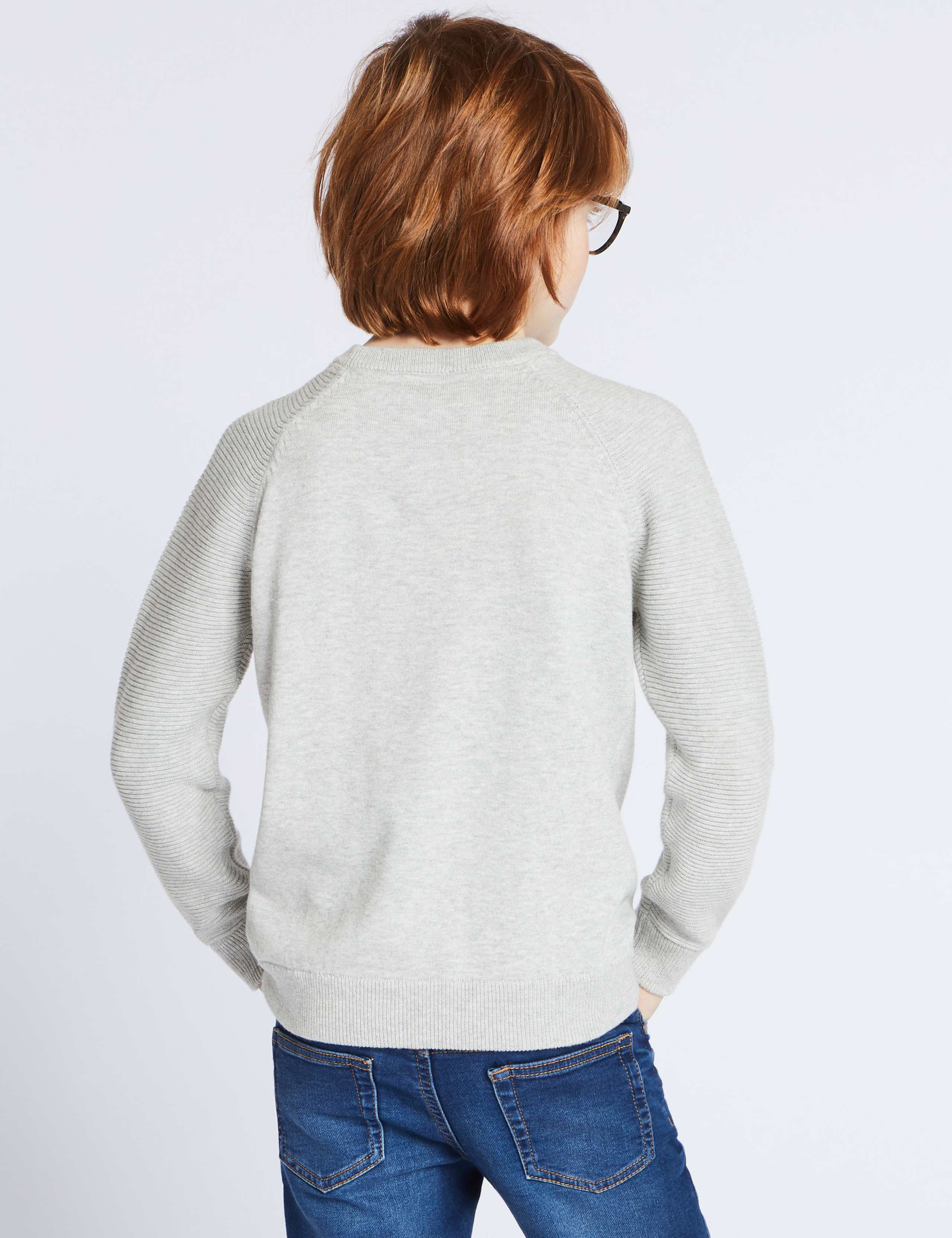 Pure Cotton Ribbed Jumper (3-16 Years) 4 of 4