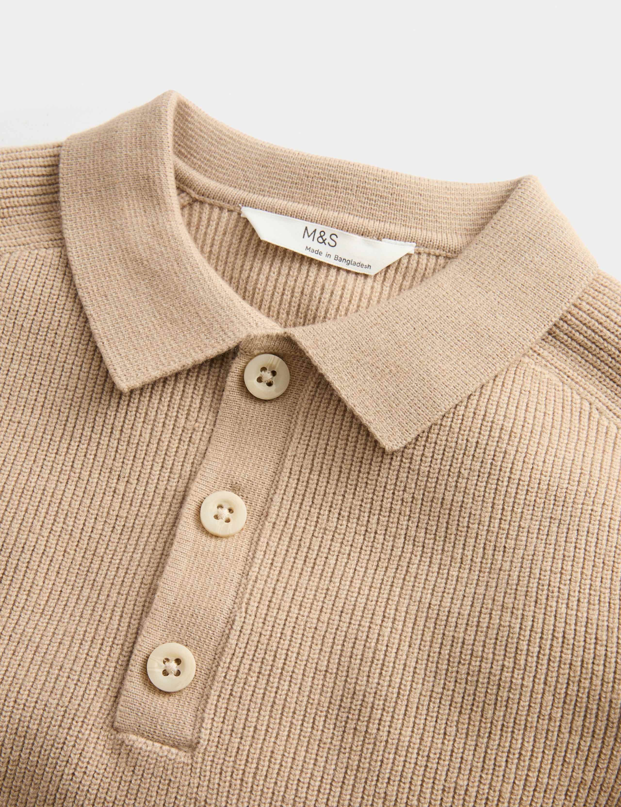 Cotton Blend Polo Jumper (6-16 Yrs) 2 of 2