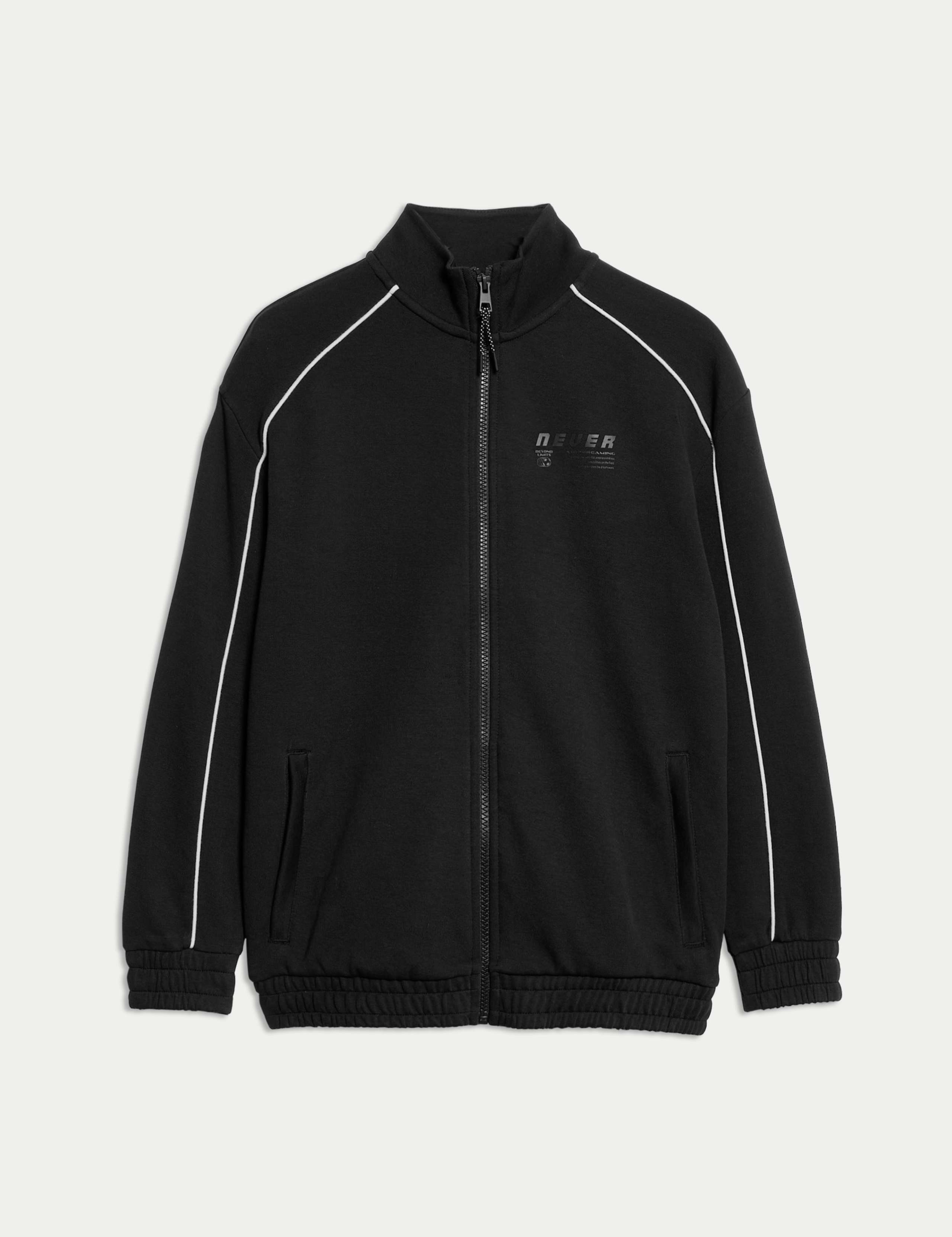 Cotton Rich Zip Through Track Sweatshirt (6-16 Yrs) 2 of 5