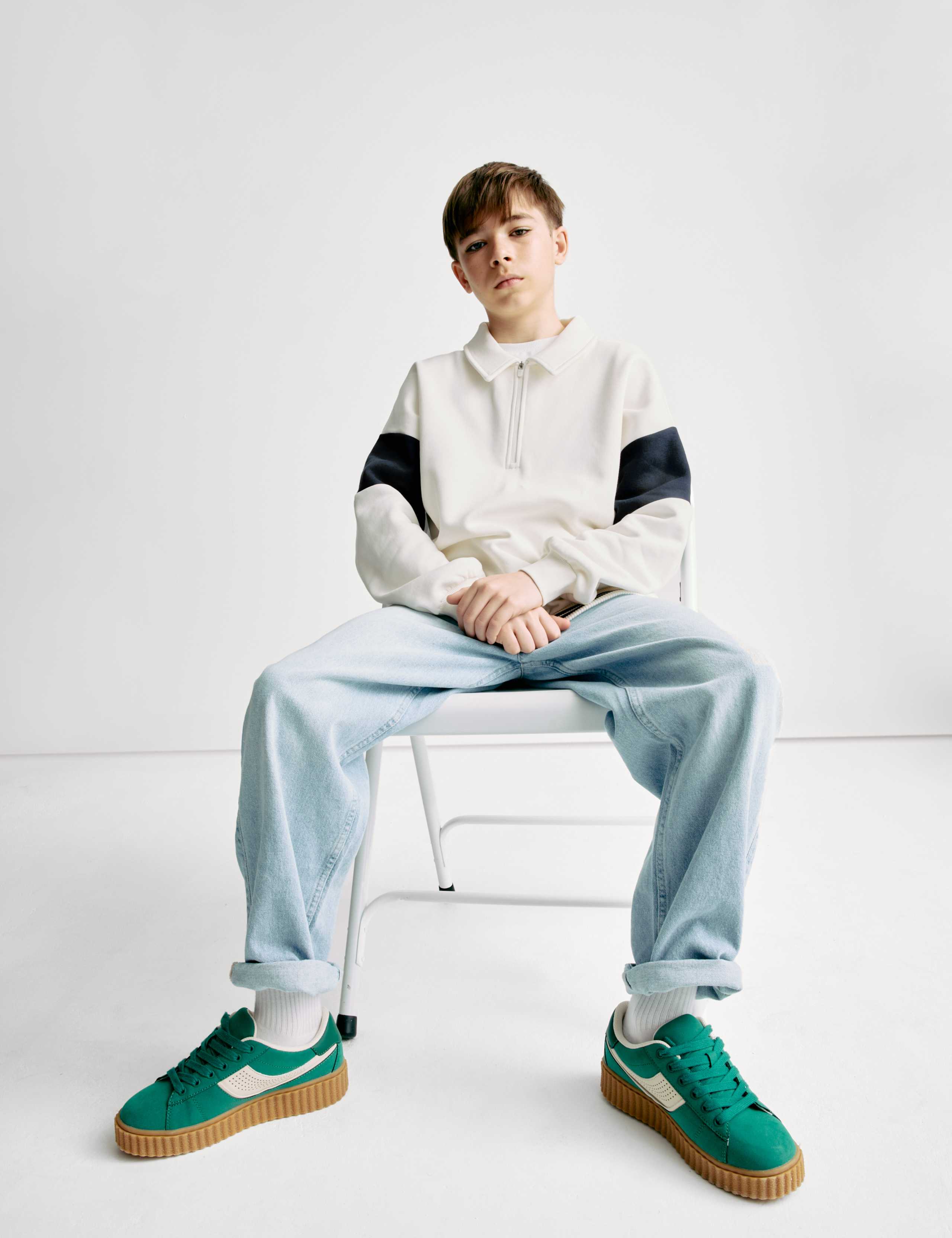 Cotton Rich Quarter Zip Sweatshirt (6-16 Yrs) 1 of 8