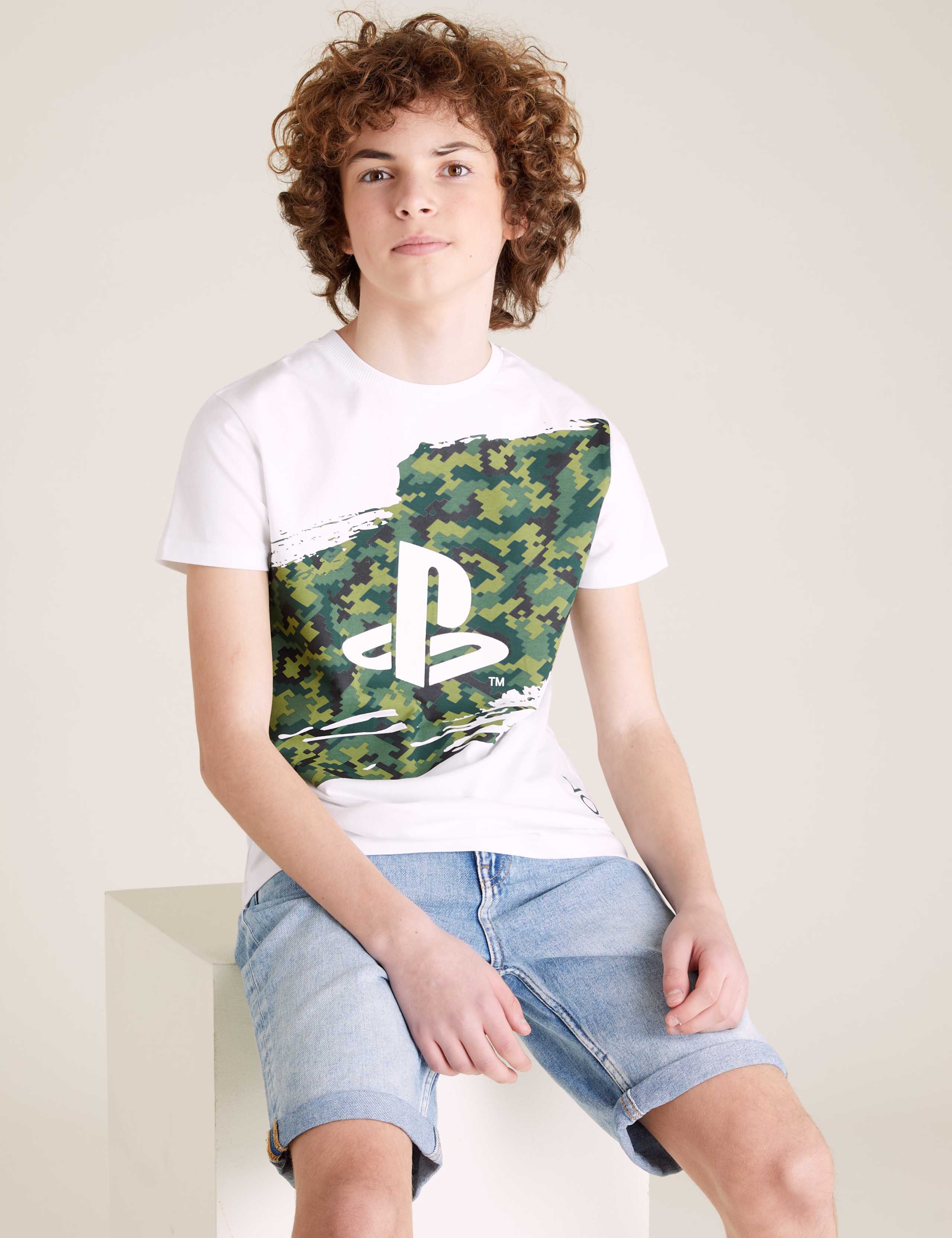 Pure Cotton PlayStation™ Camouflage T-Shirt (6-16 Yrs) 1 of 5