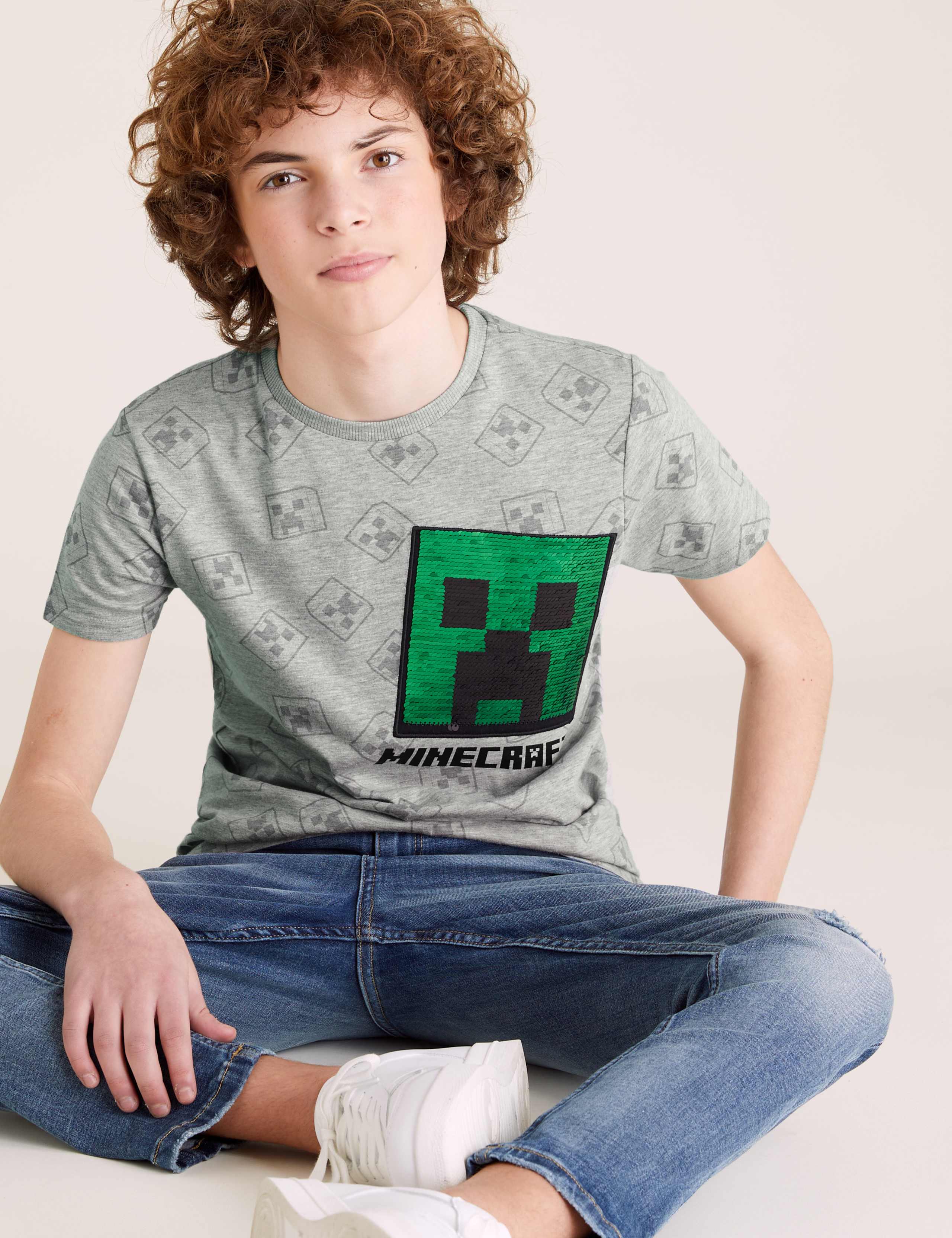 Cotton Minecraft™ T-Shirt (6-16 Yrs) 1 of 6