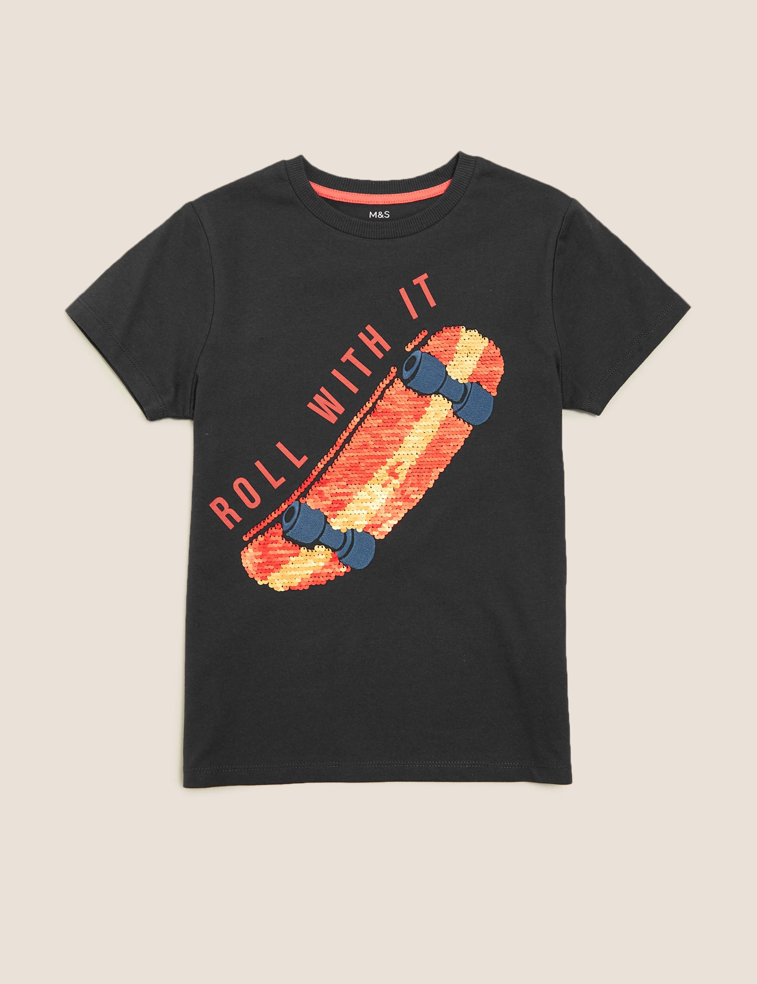 Pure Cotton Reversible Sequin T-Shirt (6-16 Yrs) 2 of 6