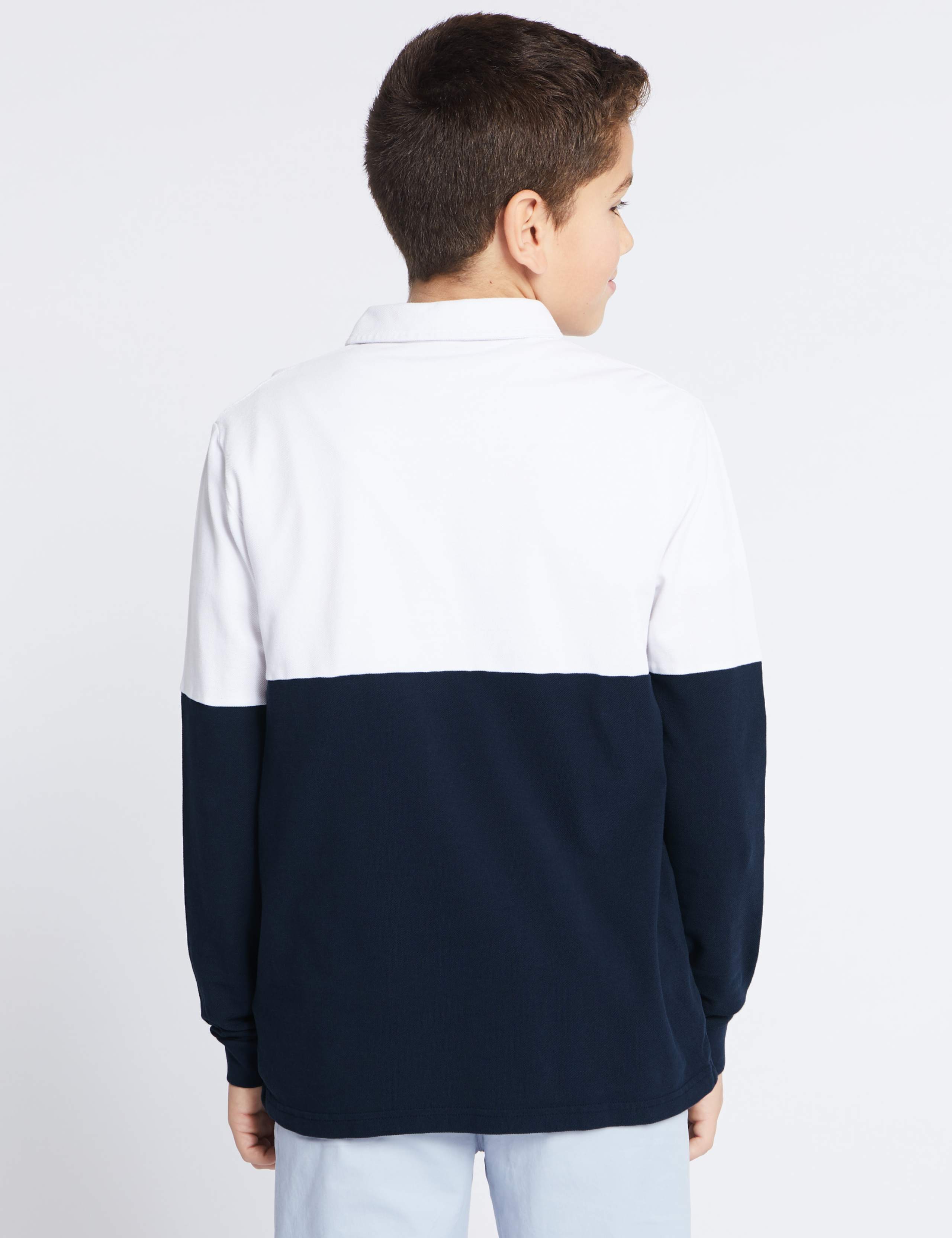 Pure Cotton Colour Block Polo Shirt (3-16 Years) 2 of 2
