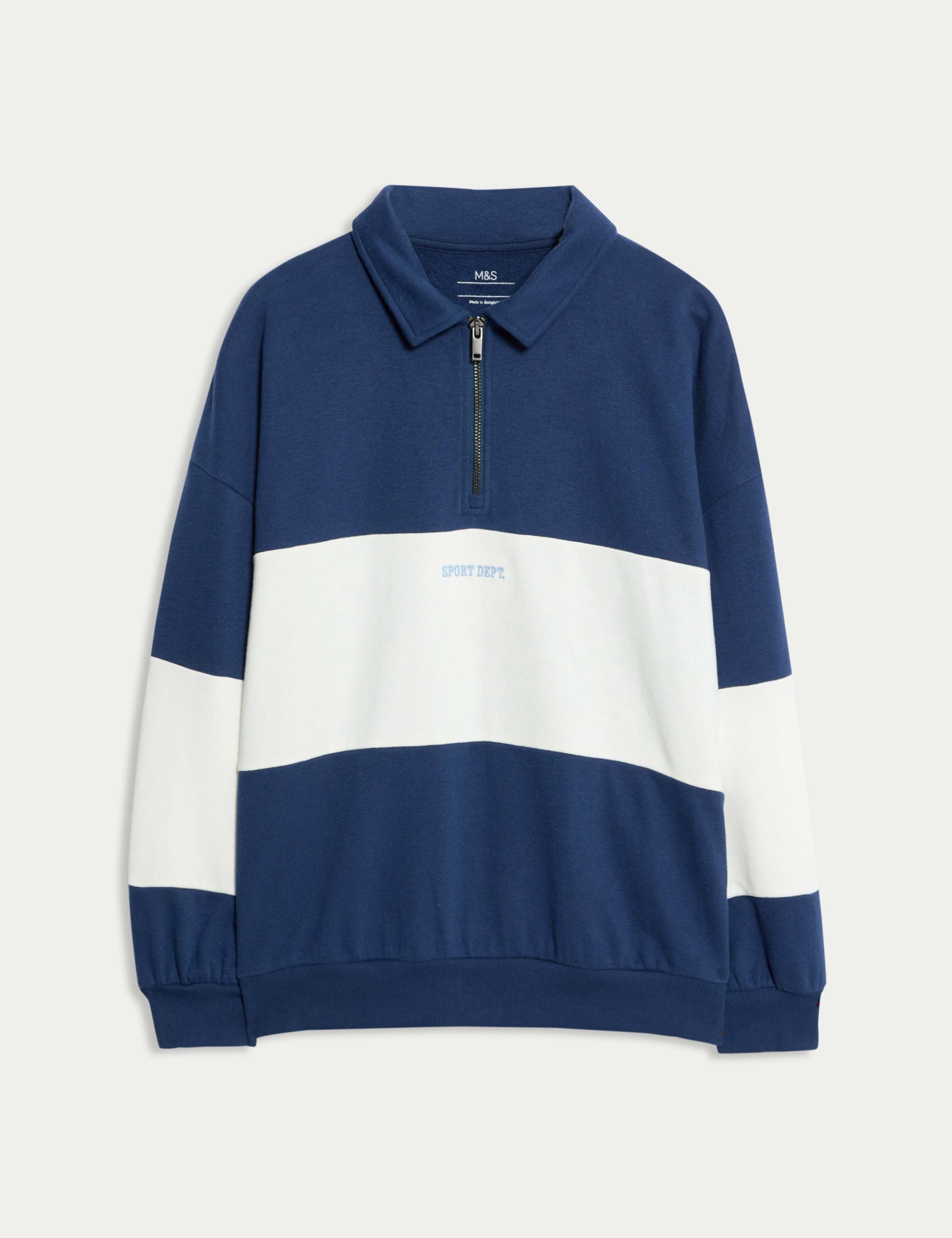 Cotton Rich Colour Block Rugby Sweatshirt (6-16 Yrs) 1 of 2