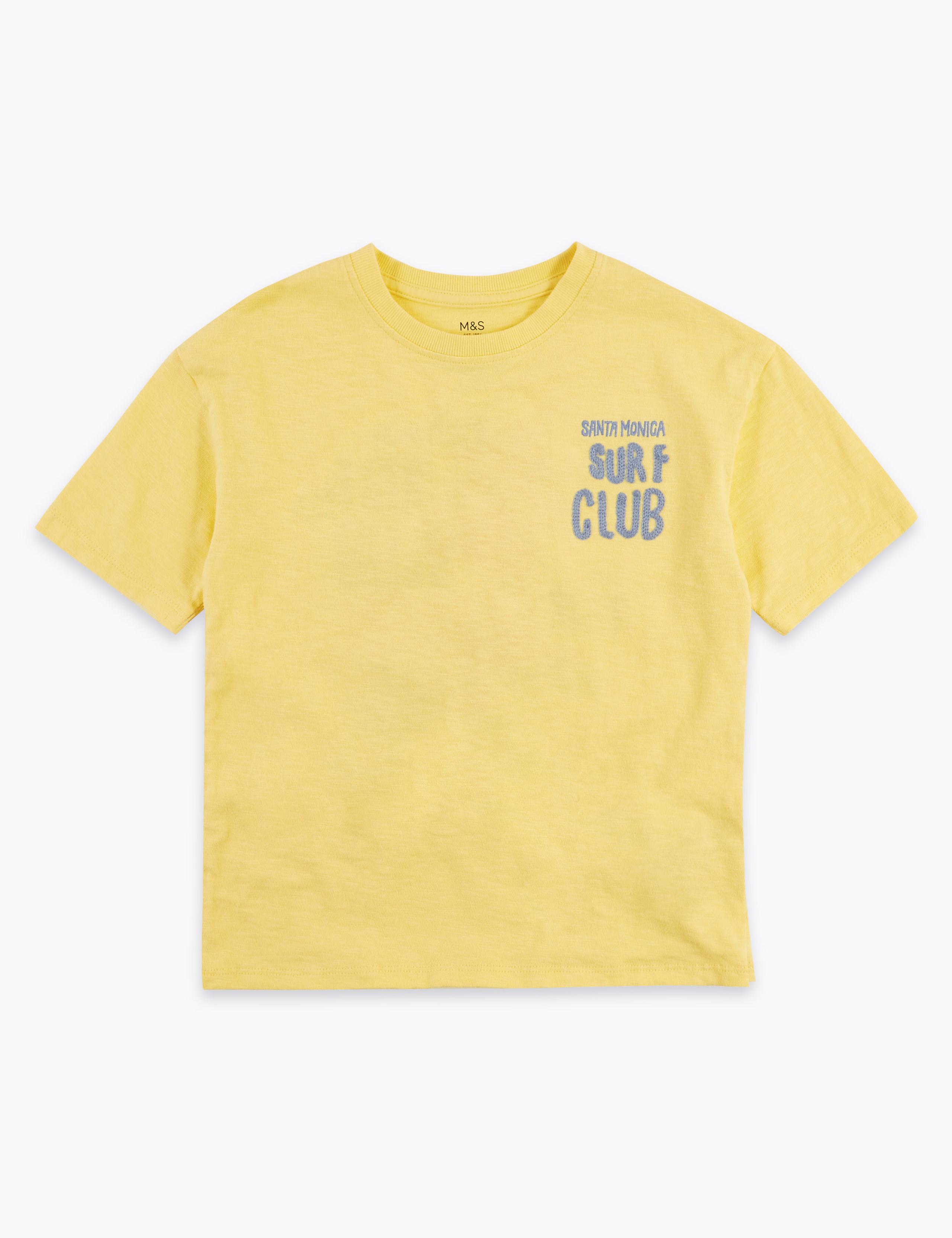 Pure Cotton Embroidered Surf Slogan T-Shirt (6-16 Yrs) 2 of 6