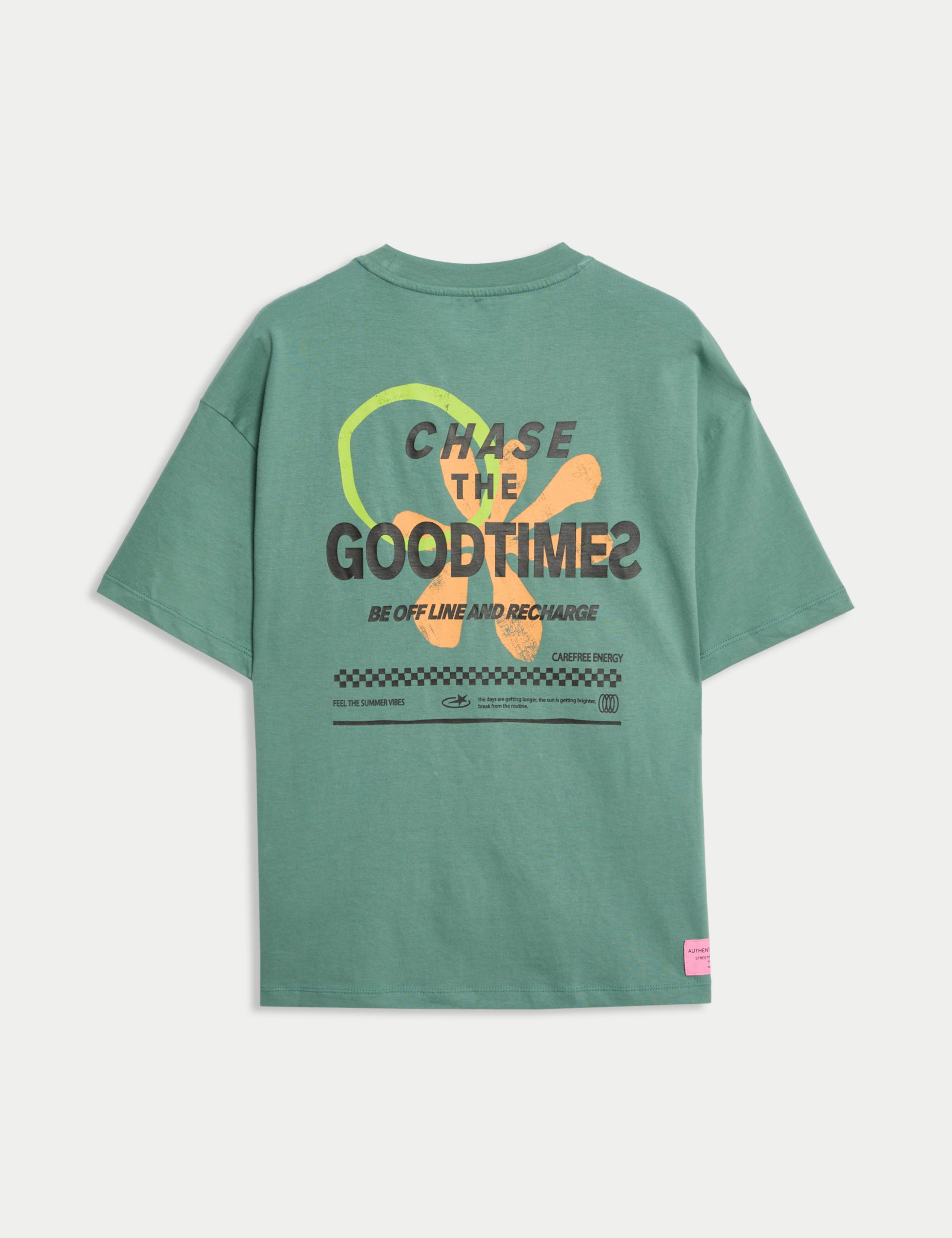 Pure Cotton Good Times Slogan T- Shirt (6-16 Yrs) 2 of 2