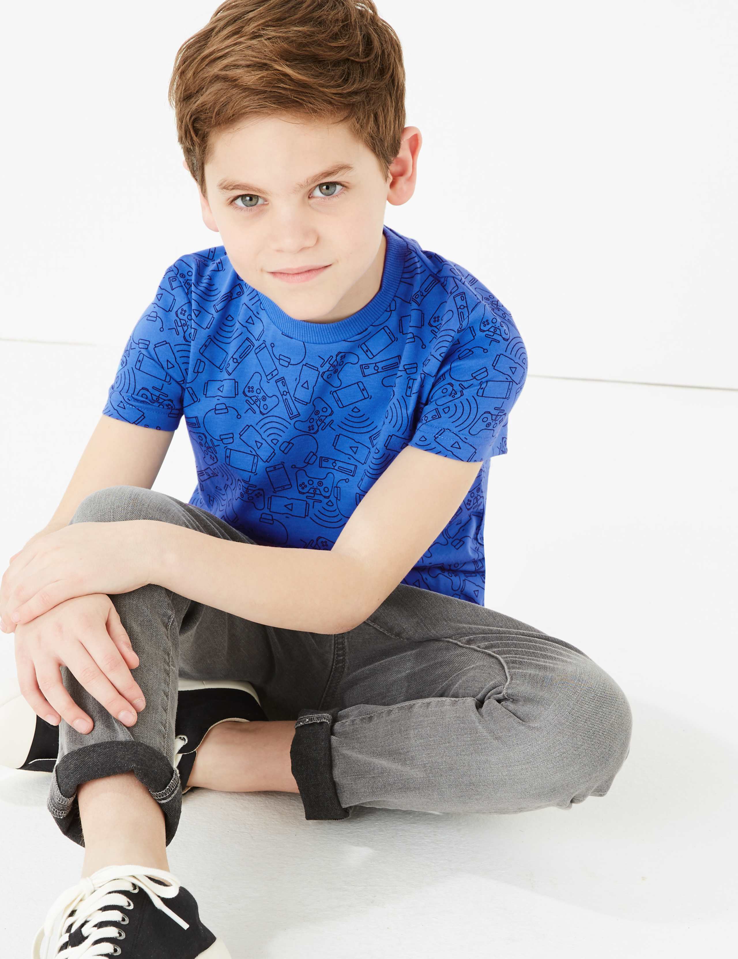 Pure Cotton Tech Patterned T-Shirt (6-16 Yrs) 3 of 4