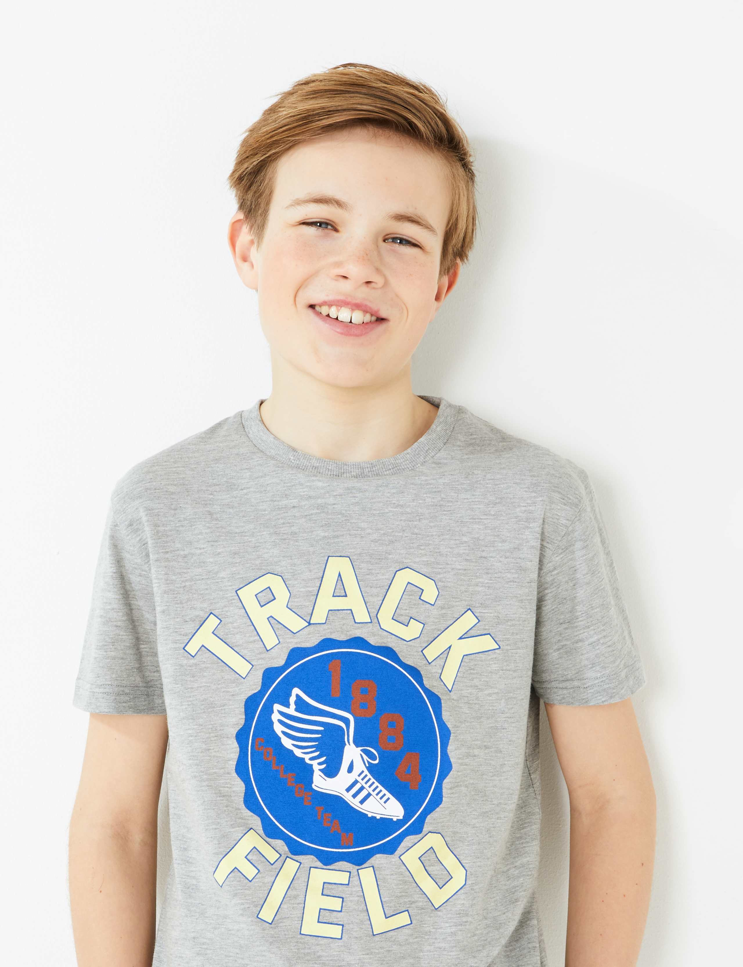 Cotton Track & Field Slogan T-Shirt (6-16 Yrs) 1 of 4