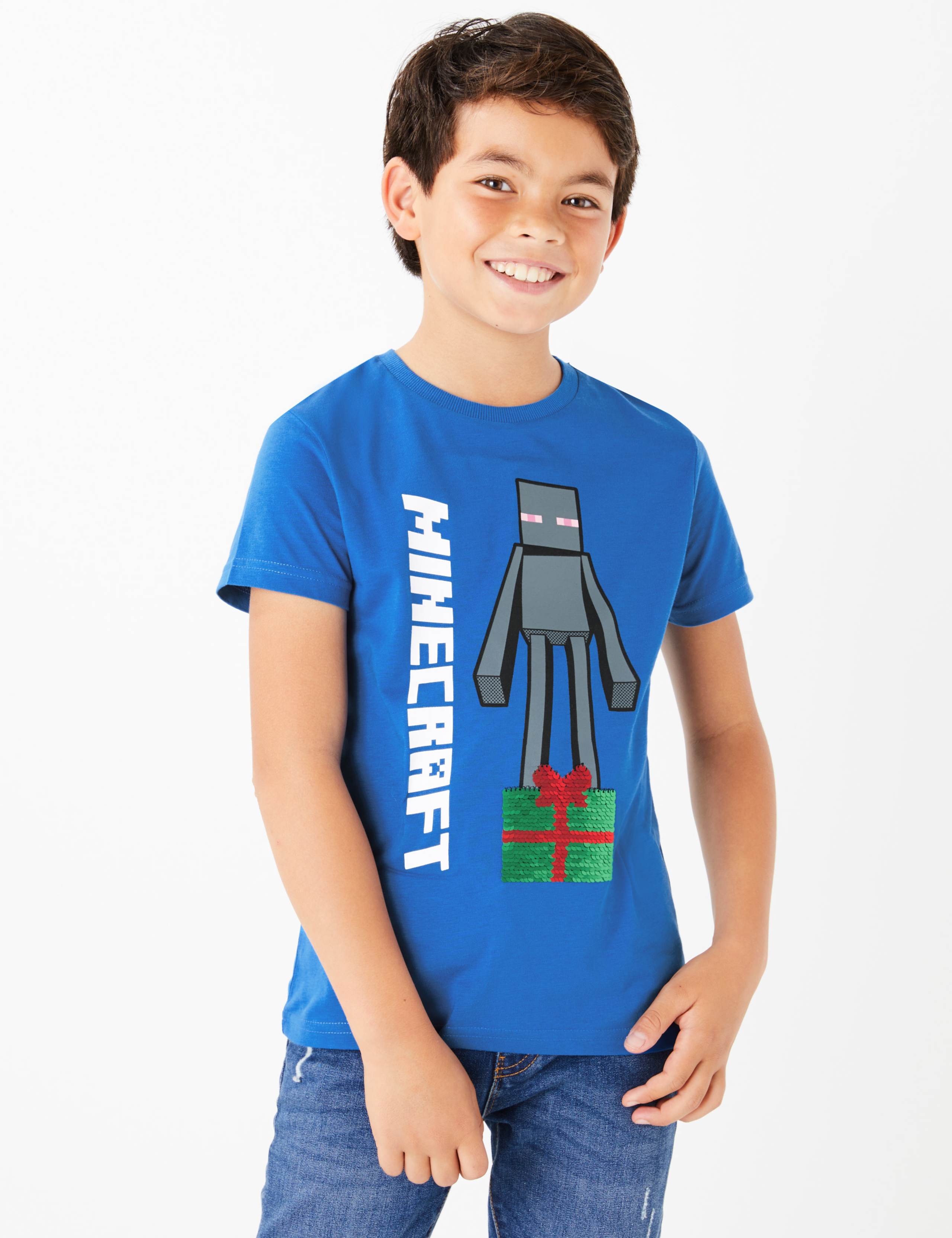 Sequin Minecraft™ T-Shirt (3-16 Years) 1 of 6