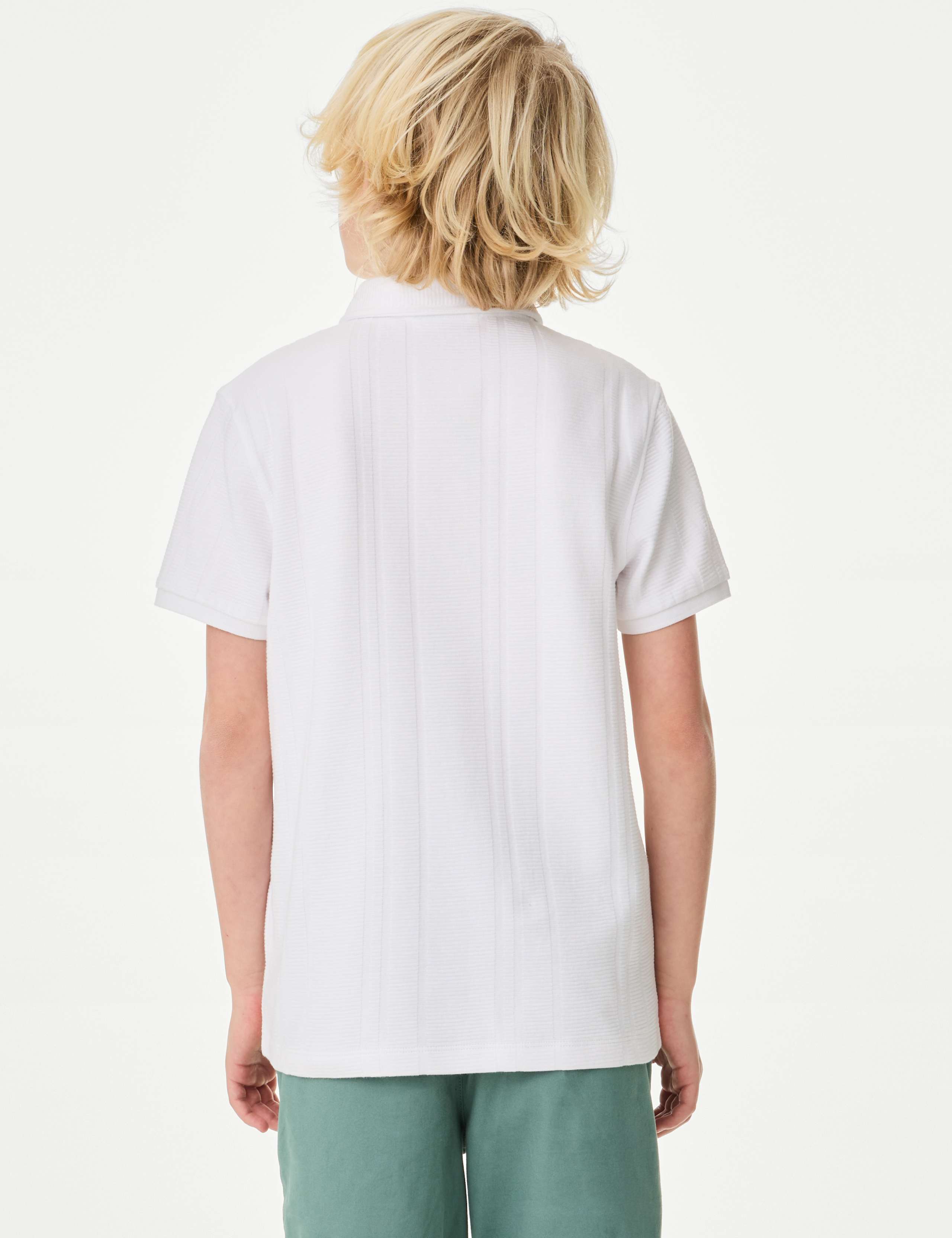 Pure Cotton Textured Zip Polo Shirt (2-16 Yrs) 4 of 5