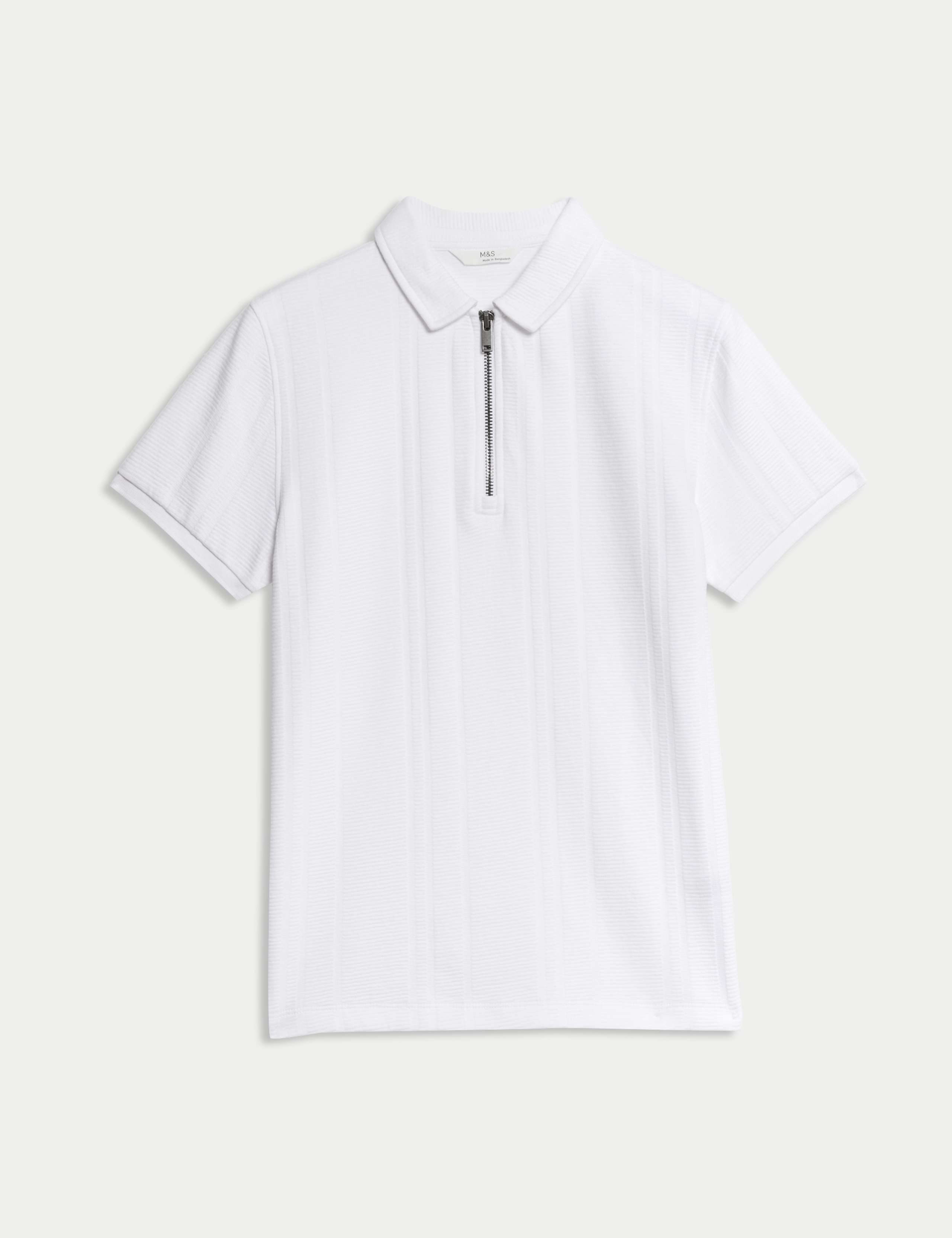 Pure Cotton Textured Zip Polo Shirt (2-16 Yrs) 2 of 5