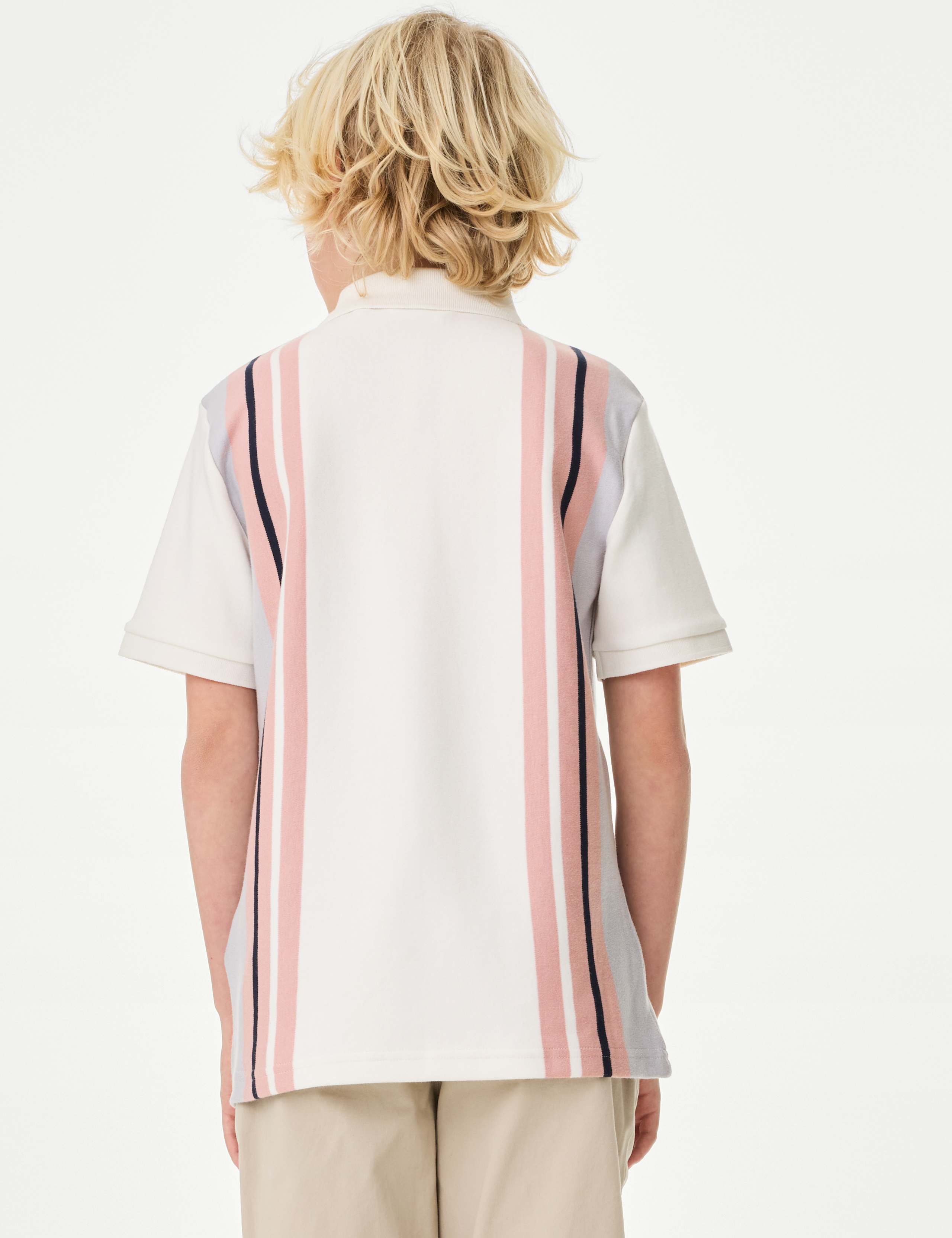 Pure Cotton Striped Polo Shirt (6-16 Yrs) 4 of 4