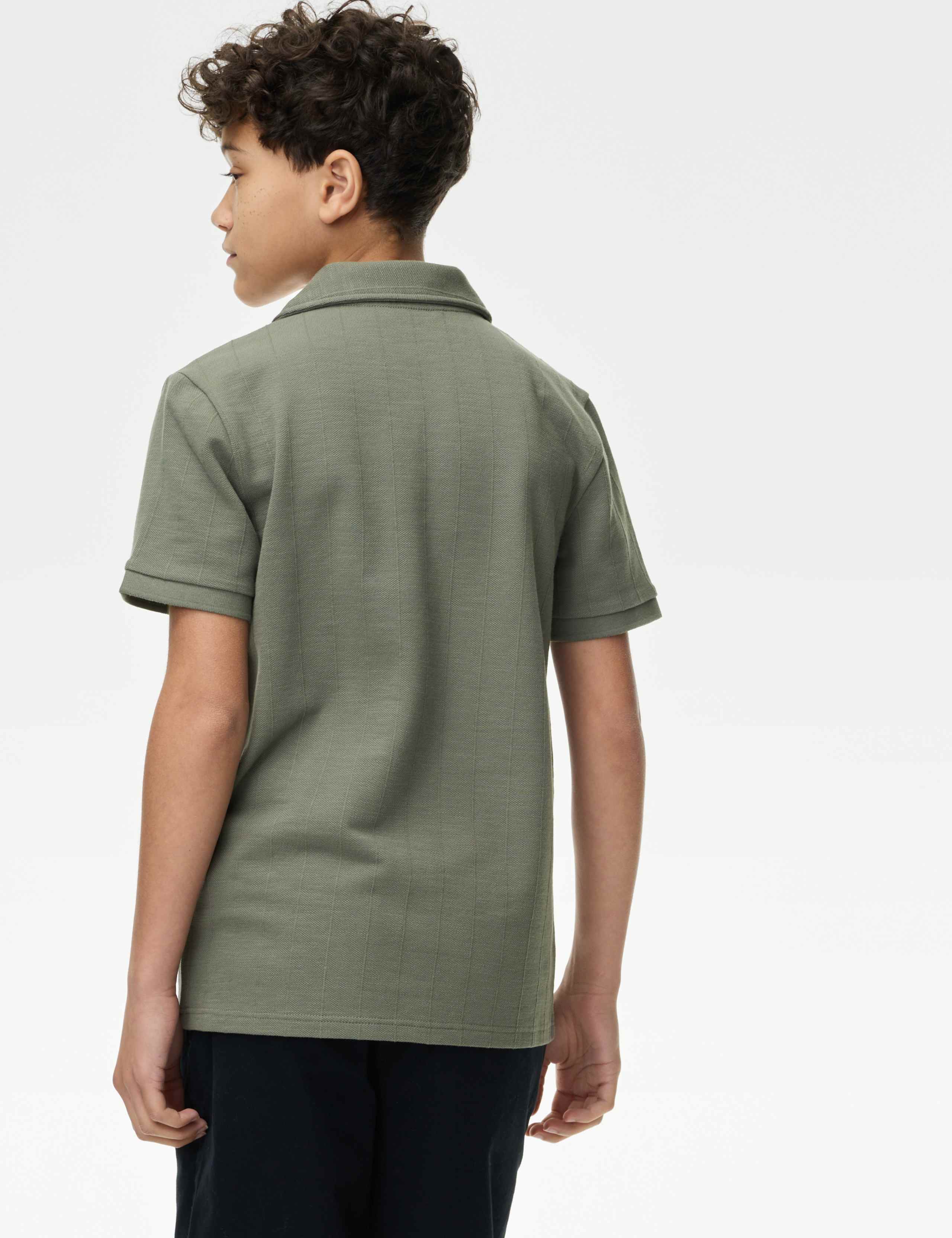 Cotton Rich Textured Polo Shirt (6-16 Yrs) 4 of 5