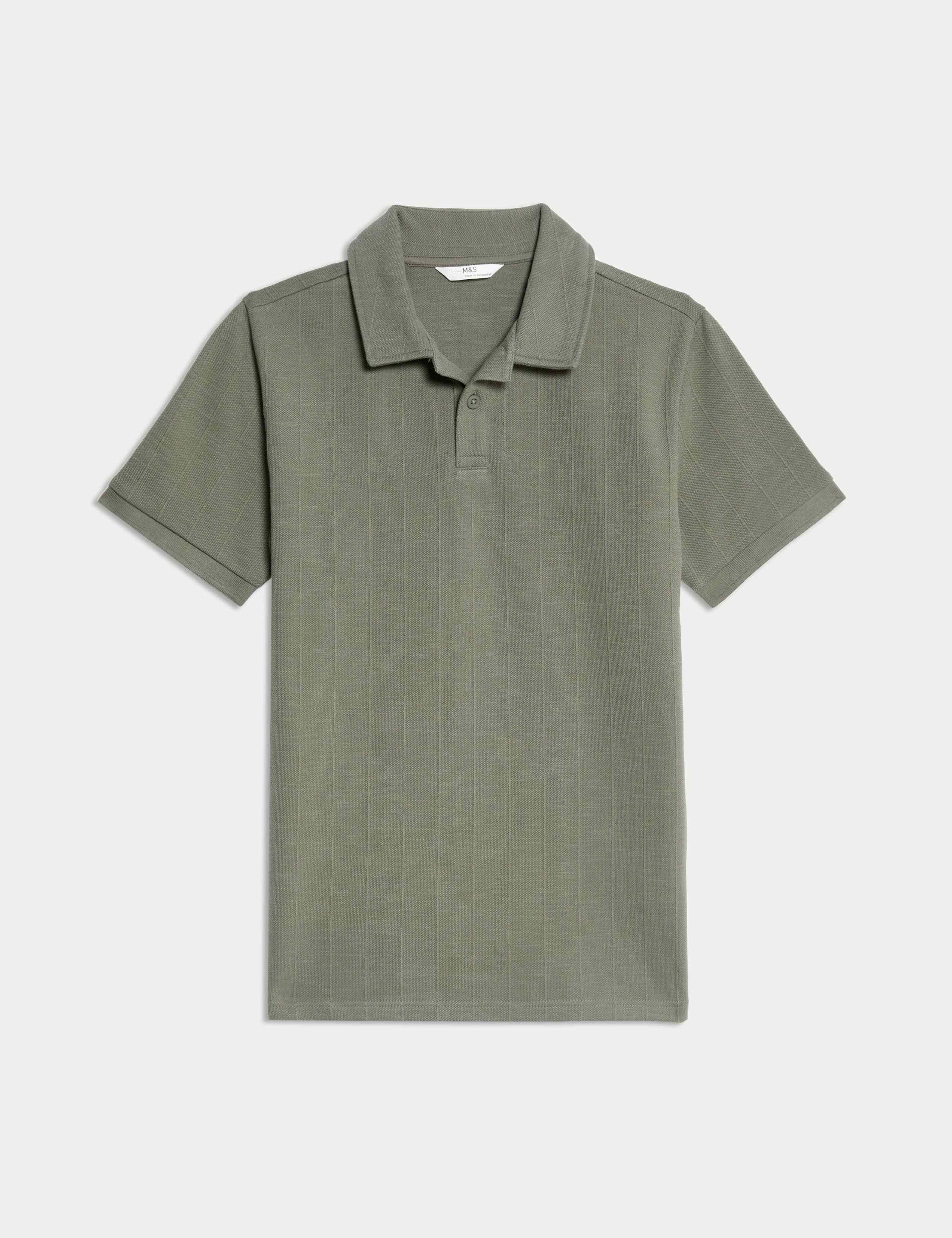 Cotton Rich Textured Polo Shirt (6-16 Yrs) 2 of 5