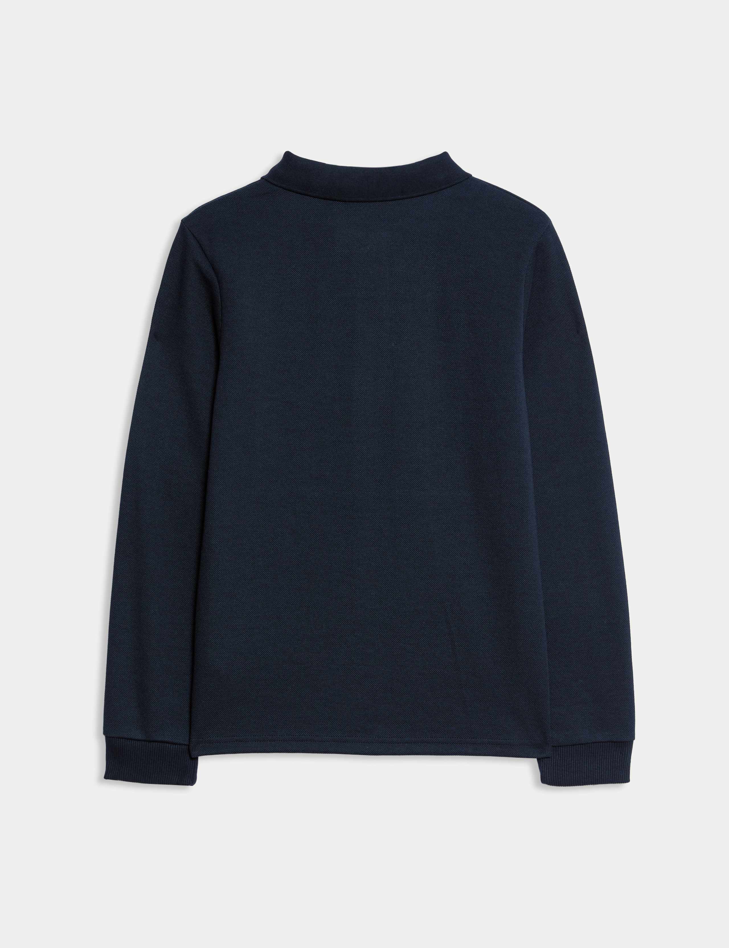 Cotton Blend Pique Half Zip Polo Shirt (6-16 Yrs) 2 of 2